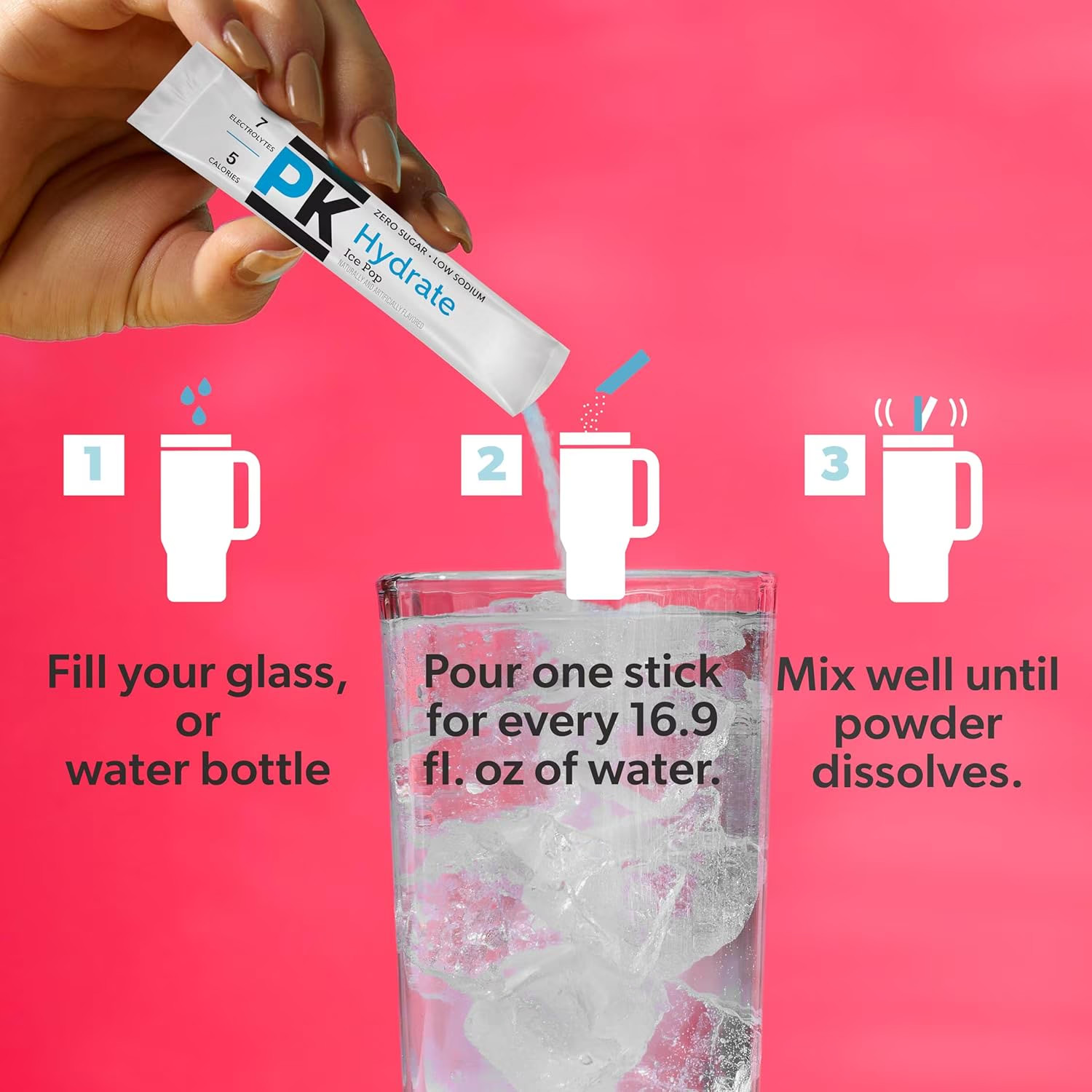 Pure Kick Ice Pop Electrolytes Powder Sugar-Free Hydration Packets 36 Sticks