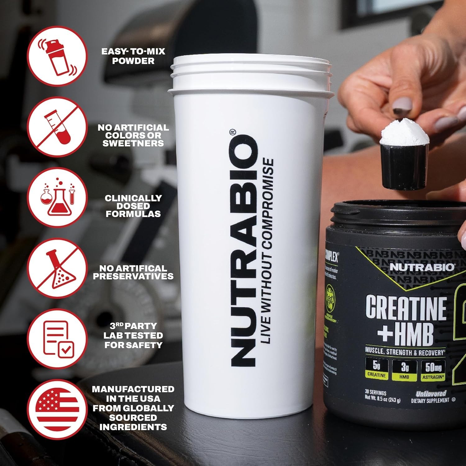 Creatine + HMB- Creatine Monohydrate with HMB Powder for Muscle Growth, Incre…