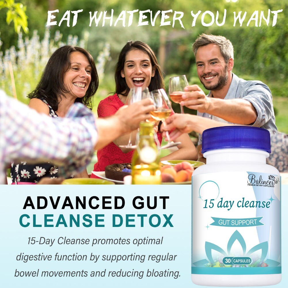 15 Day Cleanse – 30 Capsules – Gut Support Colon Cleansing & Detox Supplement