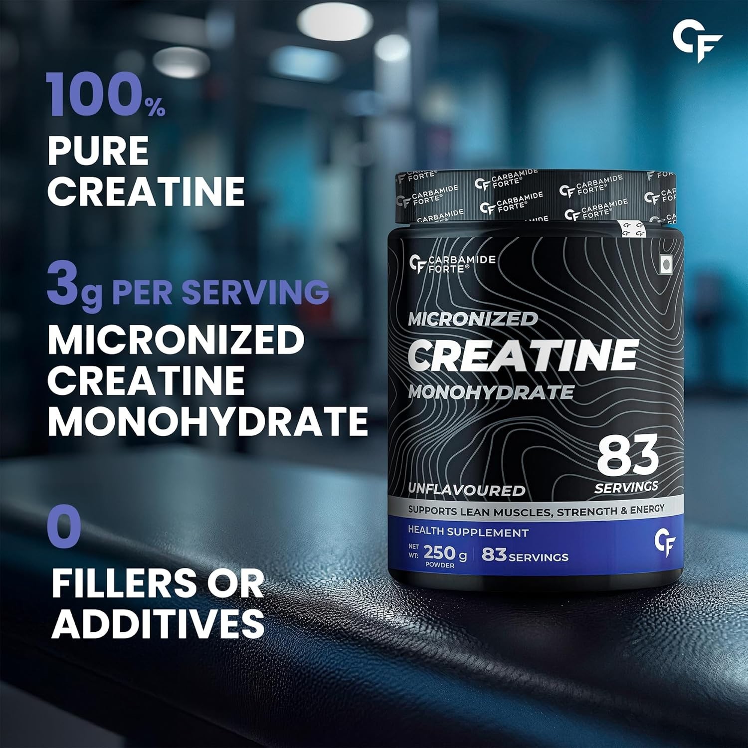 Creatine MonoHydrate Powder | Micronized Monohydrate 250gm Unflavoured 83 Serv.