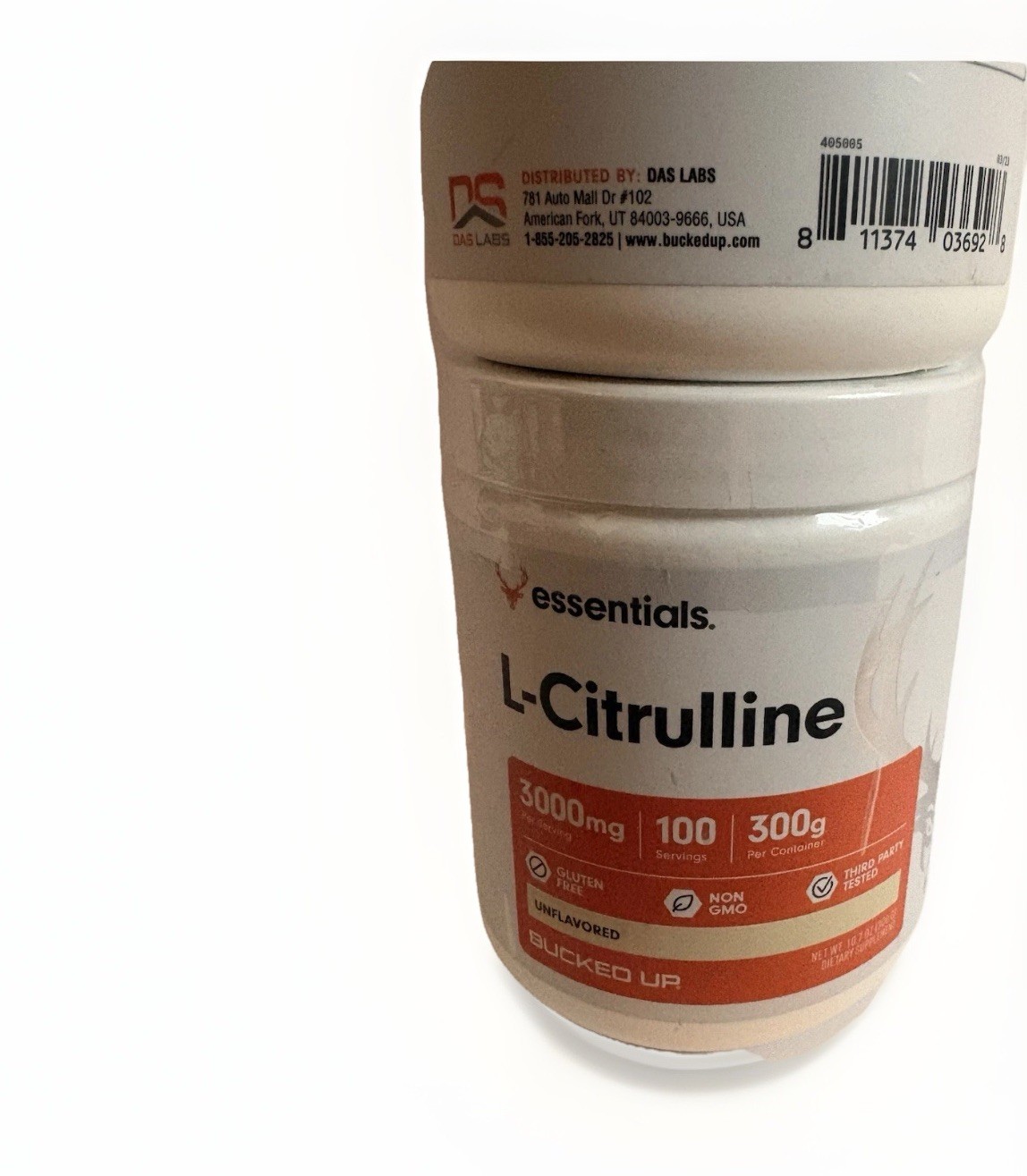 Bucked Up L-Citrulline Powder 2-Pack 300g 3000mg Unflavored Exp 09/2026