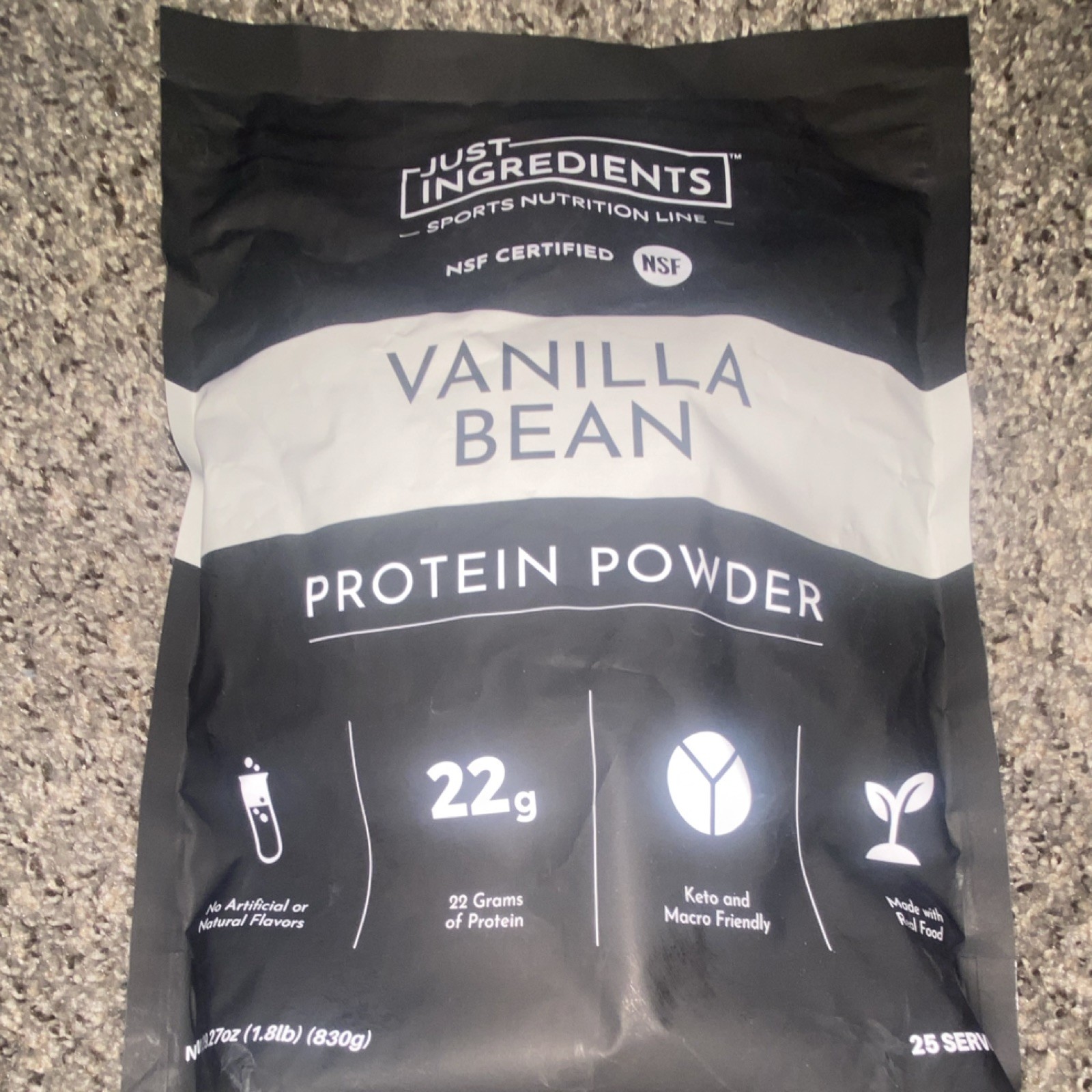 Just Ingredients Vanilla Bean Whey Protein Powder NSF Keto 1.8lb 25sv