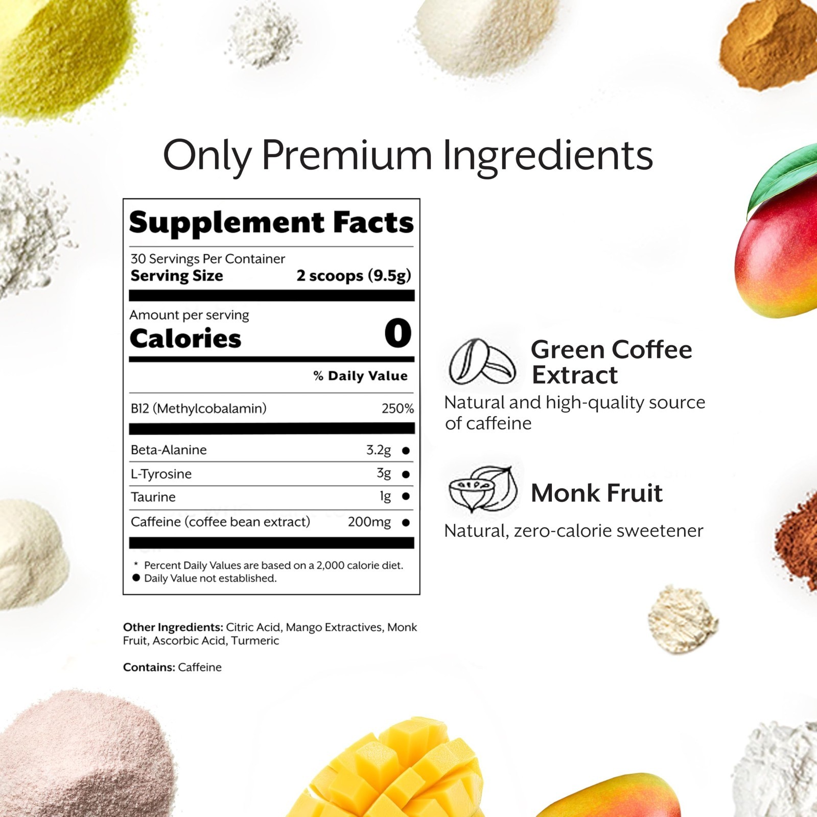 Pre-Workout Powder Mango Flavor – 30 Servings, Energy Boost & Focus Formula