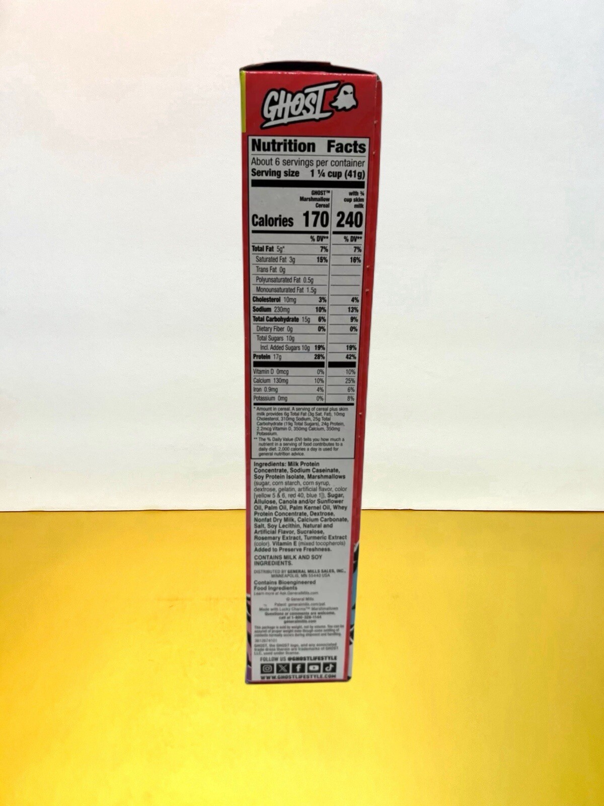 🔵 New Exclusive GHOST Marshmallow Protein Calcium Cereal Box 17g 9.4oz