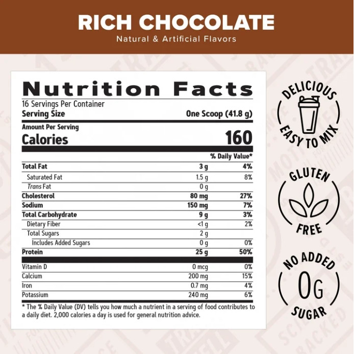 GNC Whey Protein Powder, Rich Chocolate, 16 Servings