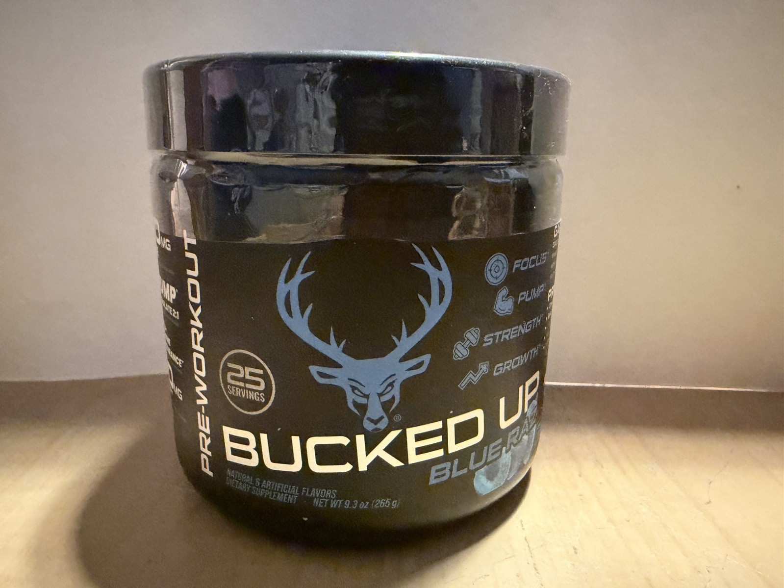 Bucked Up Pre-Workout Powder with 200mg Caffeine – Blue Raz (25 Servings)