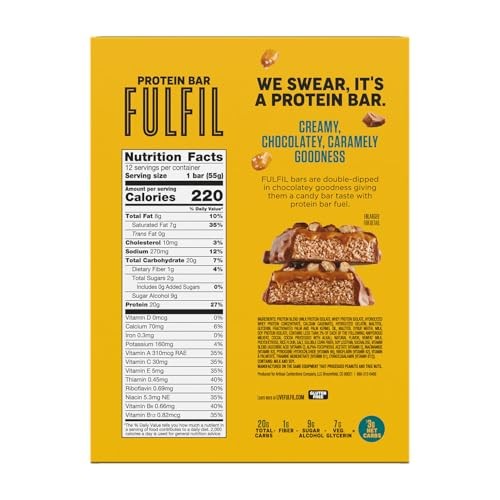 Fulfil Protein Bars Chocolate Salted Caramel Flavored Gluten 20G Protein Pantry