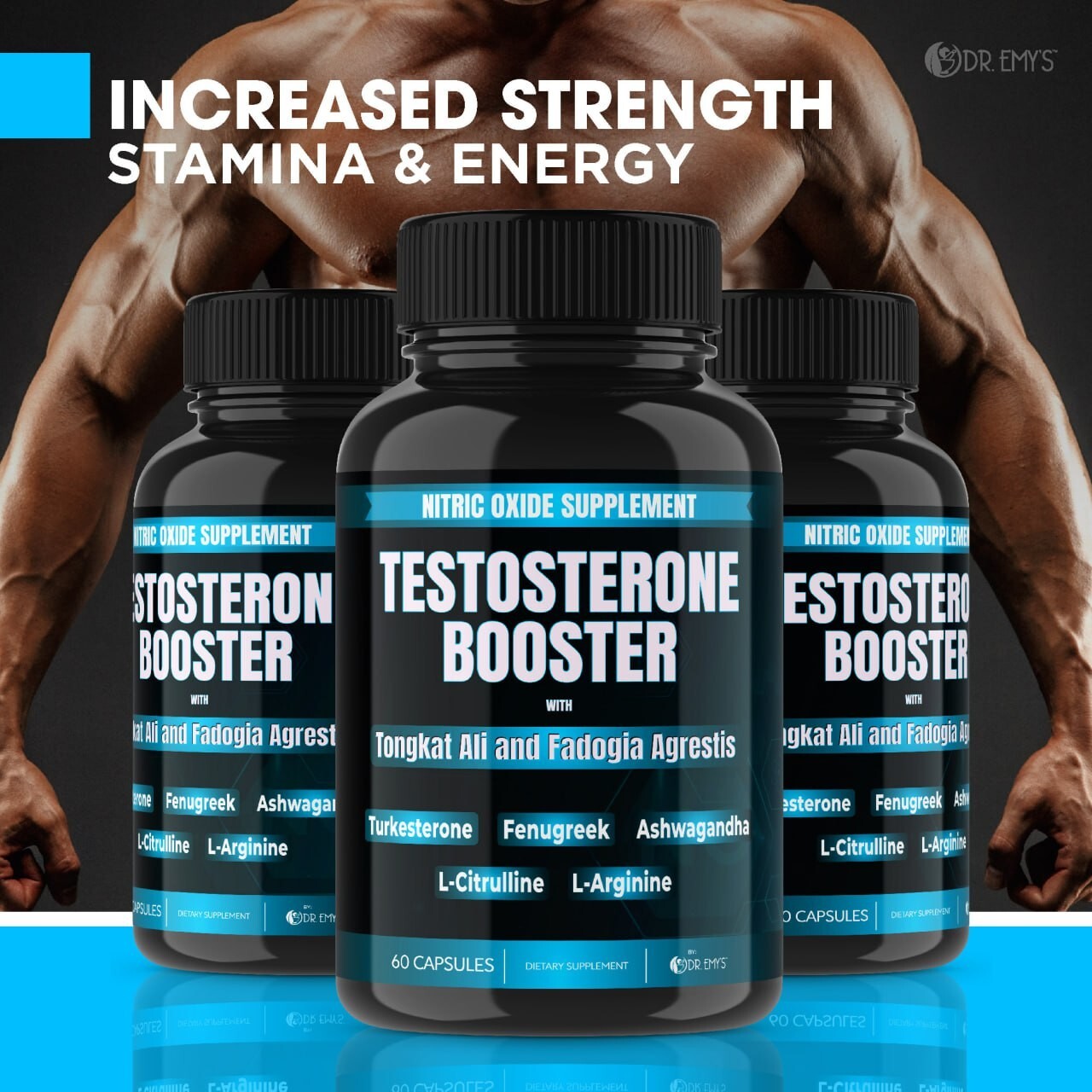 (2 Pack) Testosterone Supplement Booster Capsules Blood Flow Nitric Oxide
