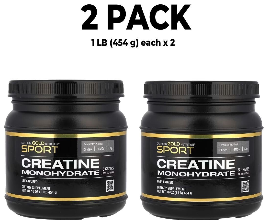 2 PACK, Creatine Monohydrate, Unflavored, 1 lb (454 g) each x 2
