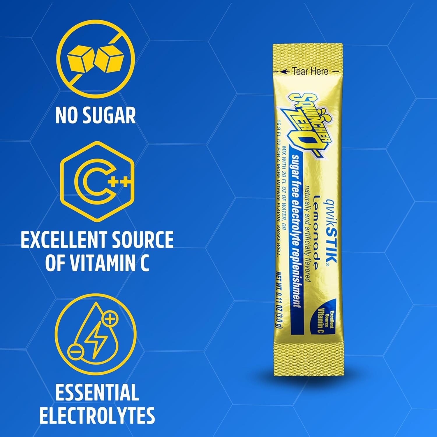 Sqwincher Zero Qwik Stik, Lemonade, Sugar Free, Low Calorie, Sodium…