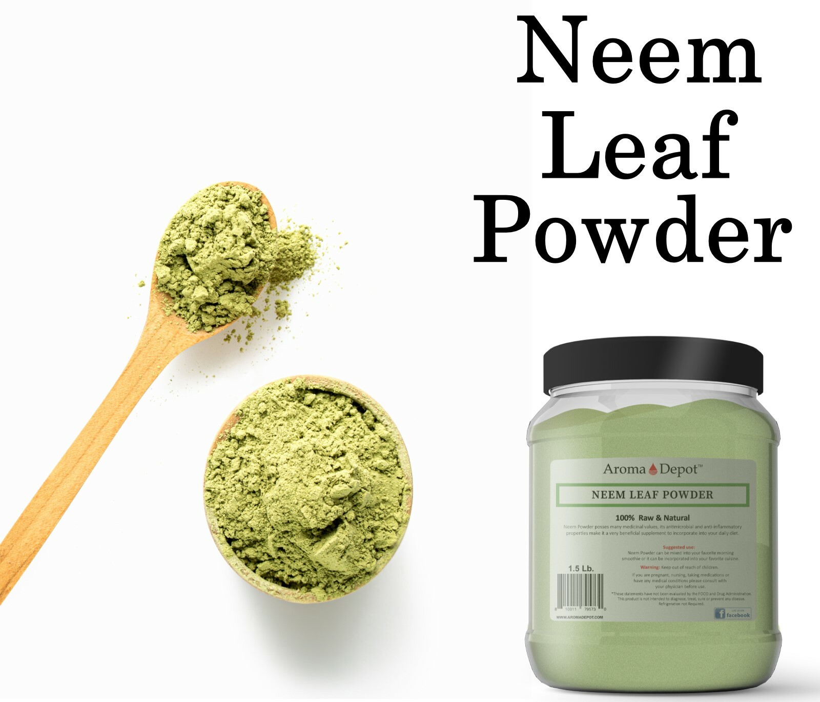 1lb Neem Powder Dried Leaf JAR Pure & Natural Raw (Azadirachta indica) Eczema