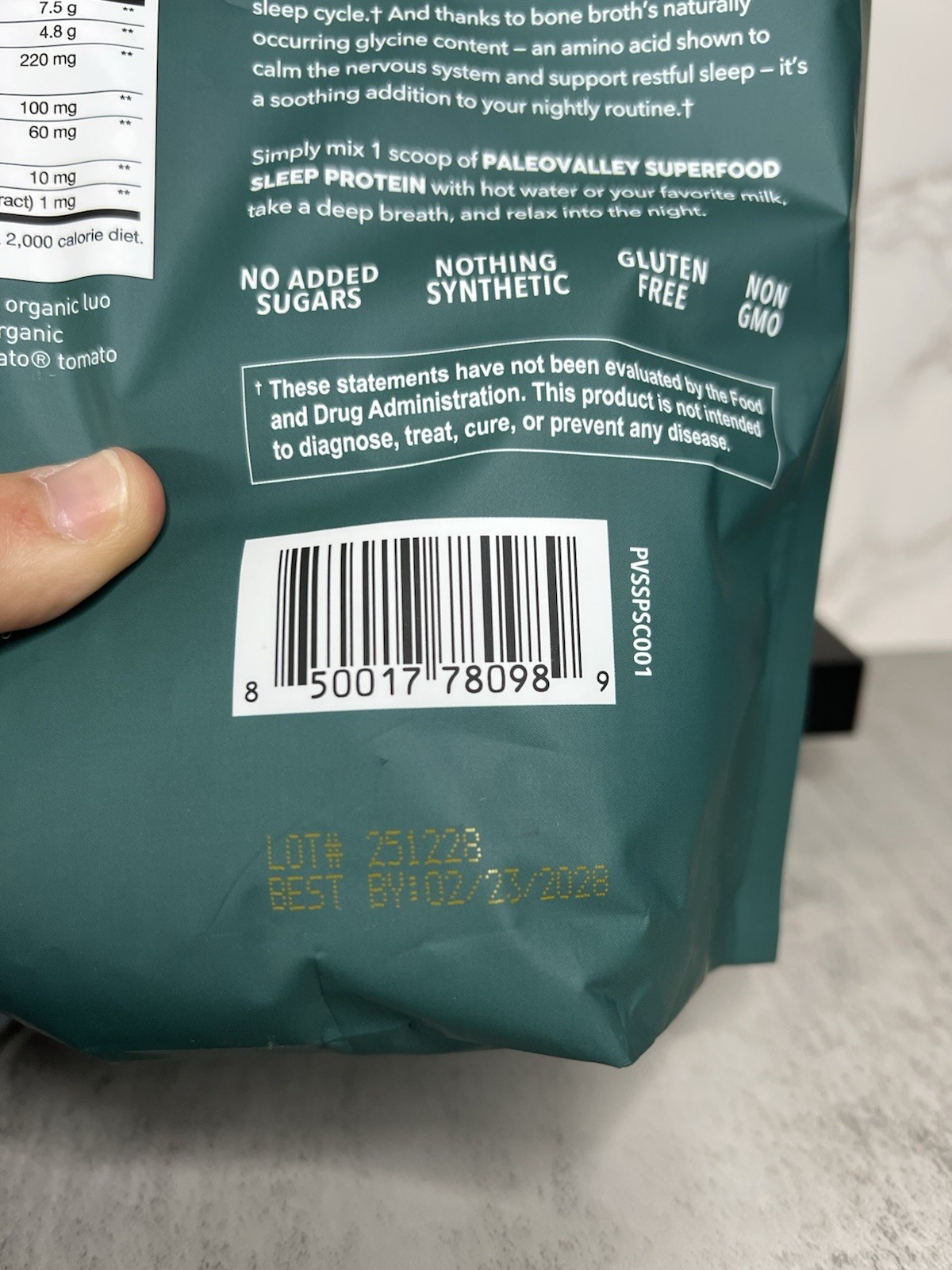 Paleovalley Superfood Sleep Protein Strawberries & Cream 1lb Exp 02/2028
