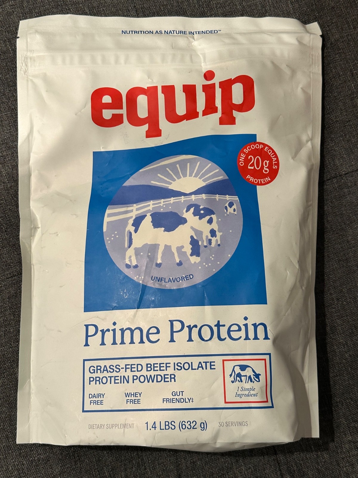 Equip Foods Prime Unflavored Protein Powder-1.4lbs/30 servings-BB04/2028