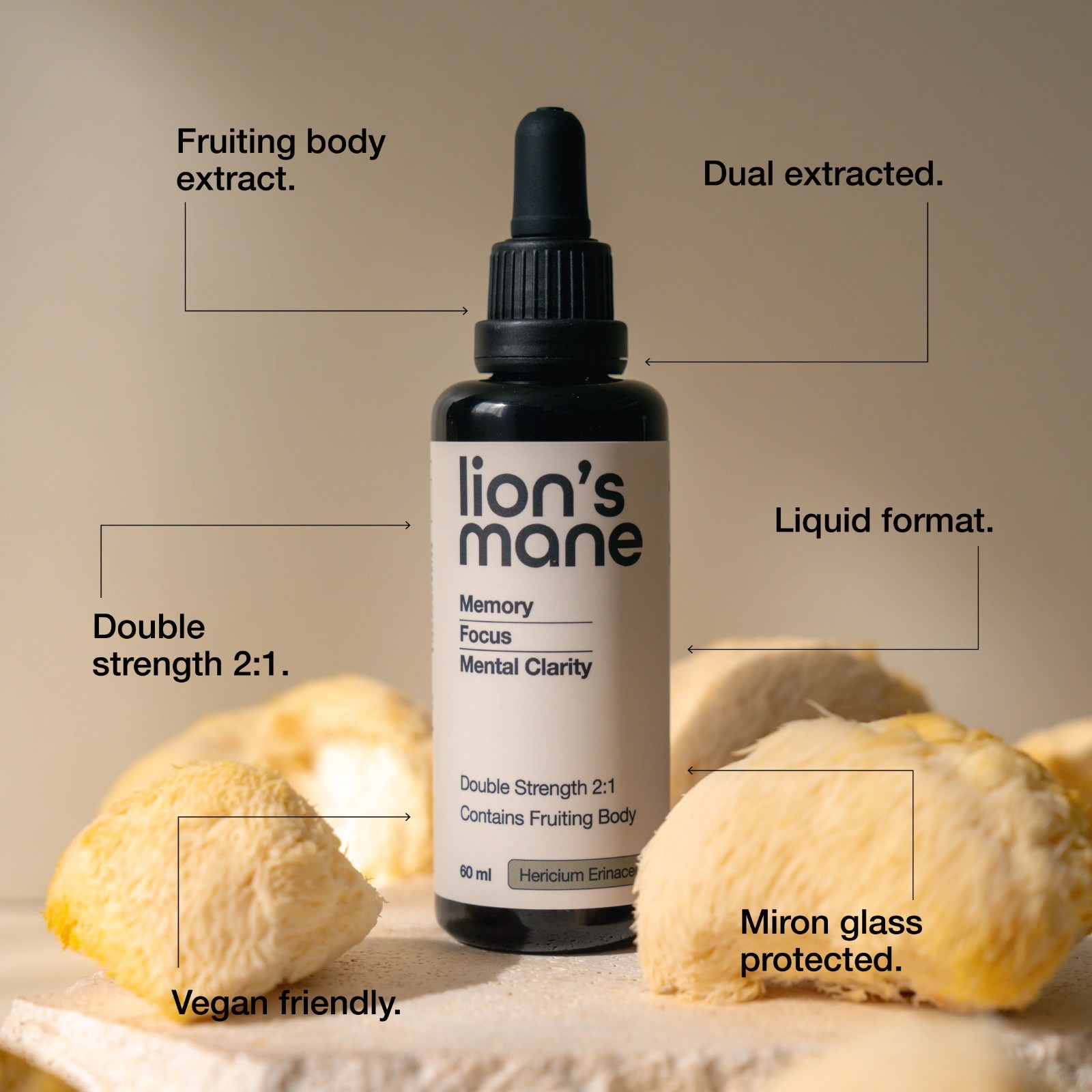 Switch Nutrition Lion’s Mane Double Strength 2:1 Mushroom Liquid Extract 60ml