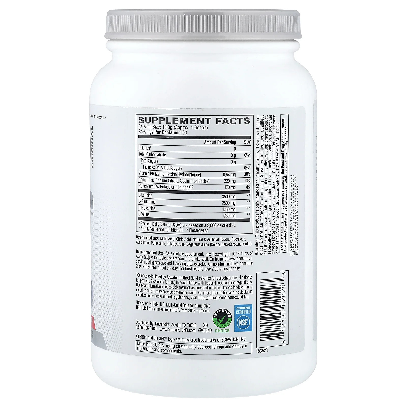 2 X XTEND, Elite Recovery, Knockout Fruit Punch, 2.64 lb (1.197 kg)