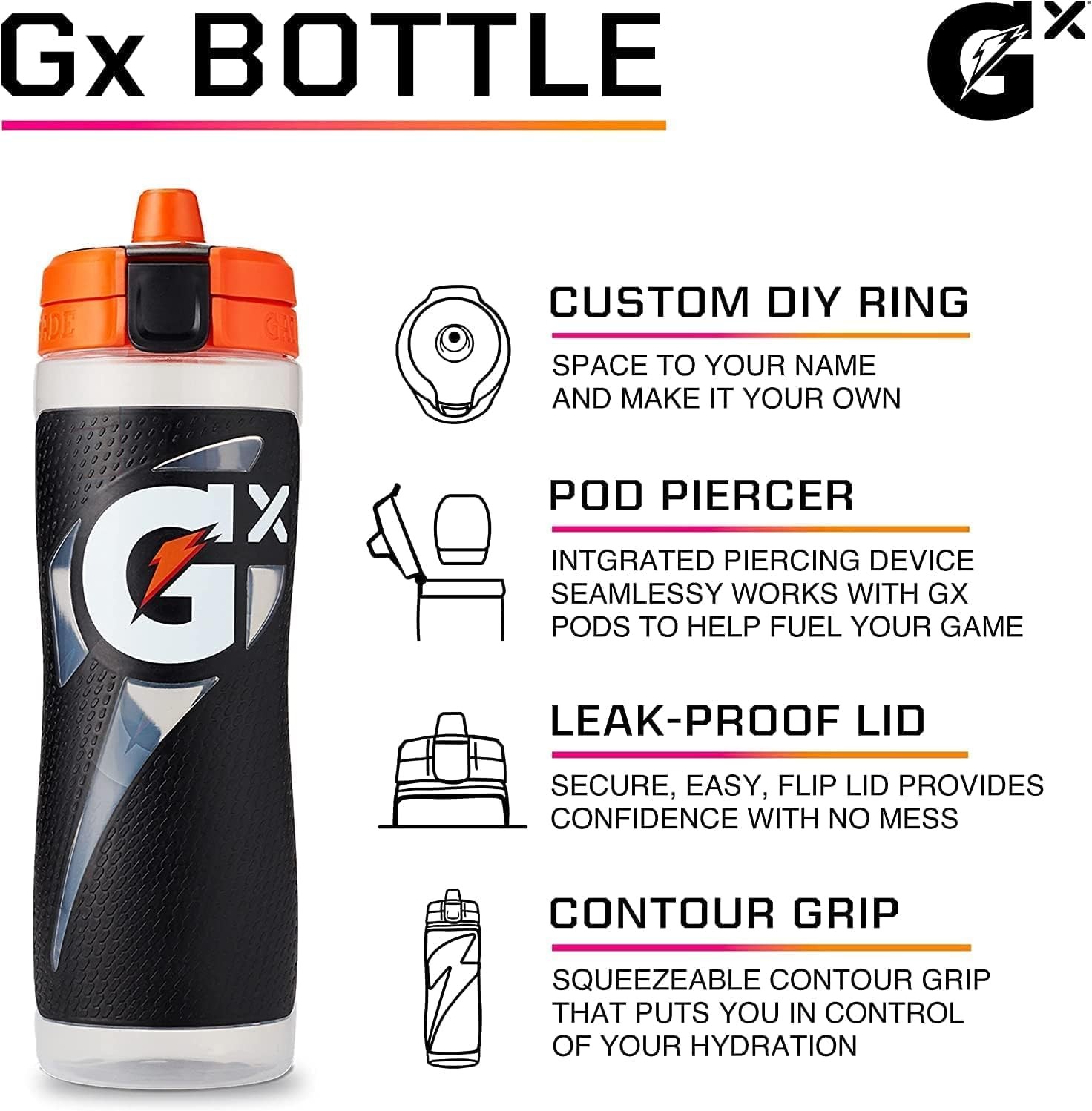 Gatorade Glitched Berry Gx Bottle w/Gx Pods 30 Ounces, Glitch