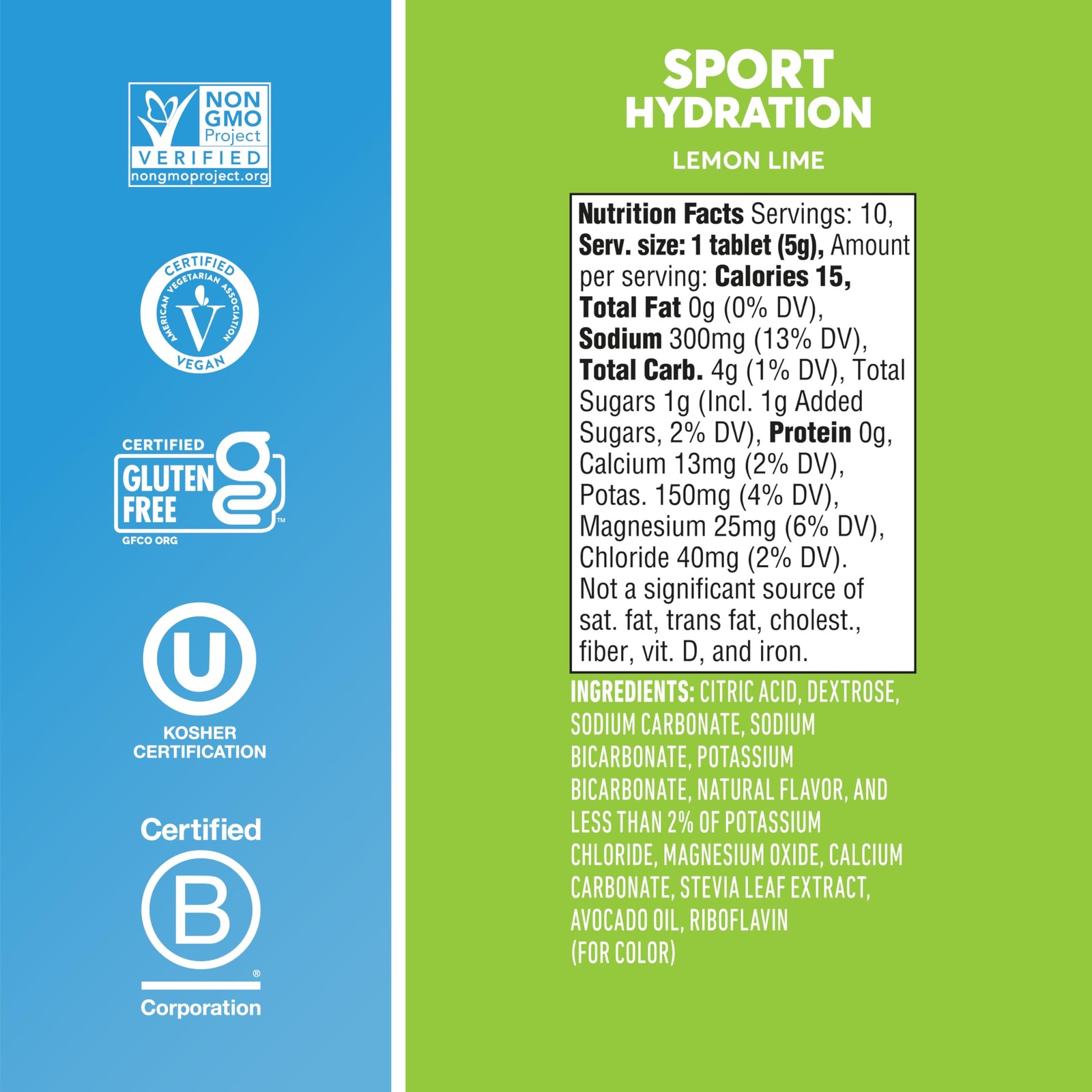 Nuun Sport Electrolyte Tablets Magnesium Calcium Potassium Gluten Lemon Lime 8