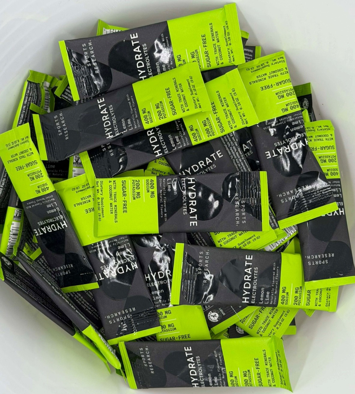 Sports Research Hydrate Electrolytes ~ Lemon Lime ~ 38 STICK PACKS ~ EXP 7/26