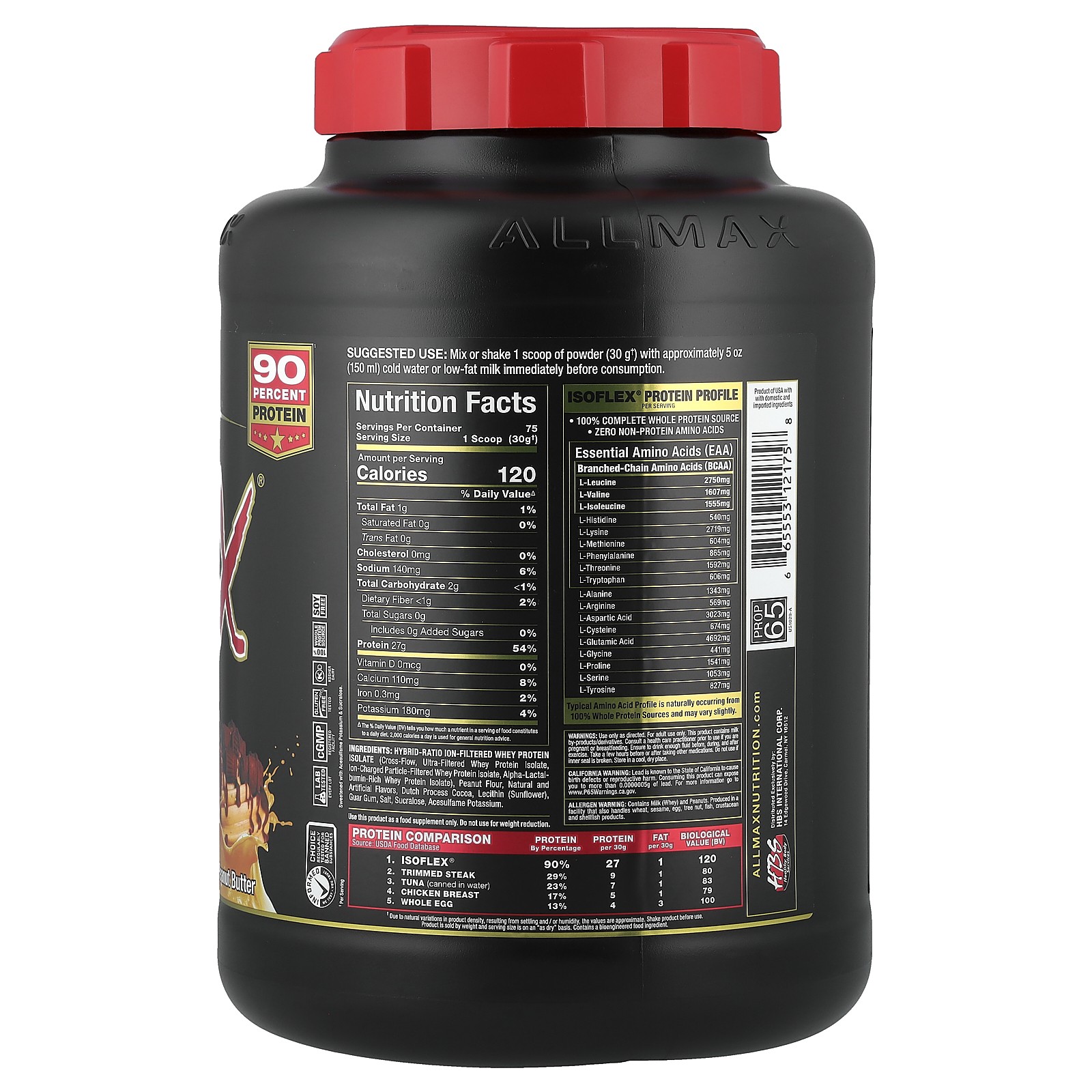 ISOFLEX®, Pure Whey Protein Isolate, Chocolate Peanut Butter, 5 lbs (2.27 kg)