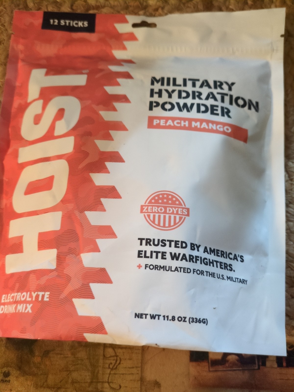 HOIST Military Hydration Powder,Peach Mango, Premium Electrolyte 12 Sticks