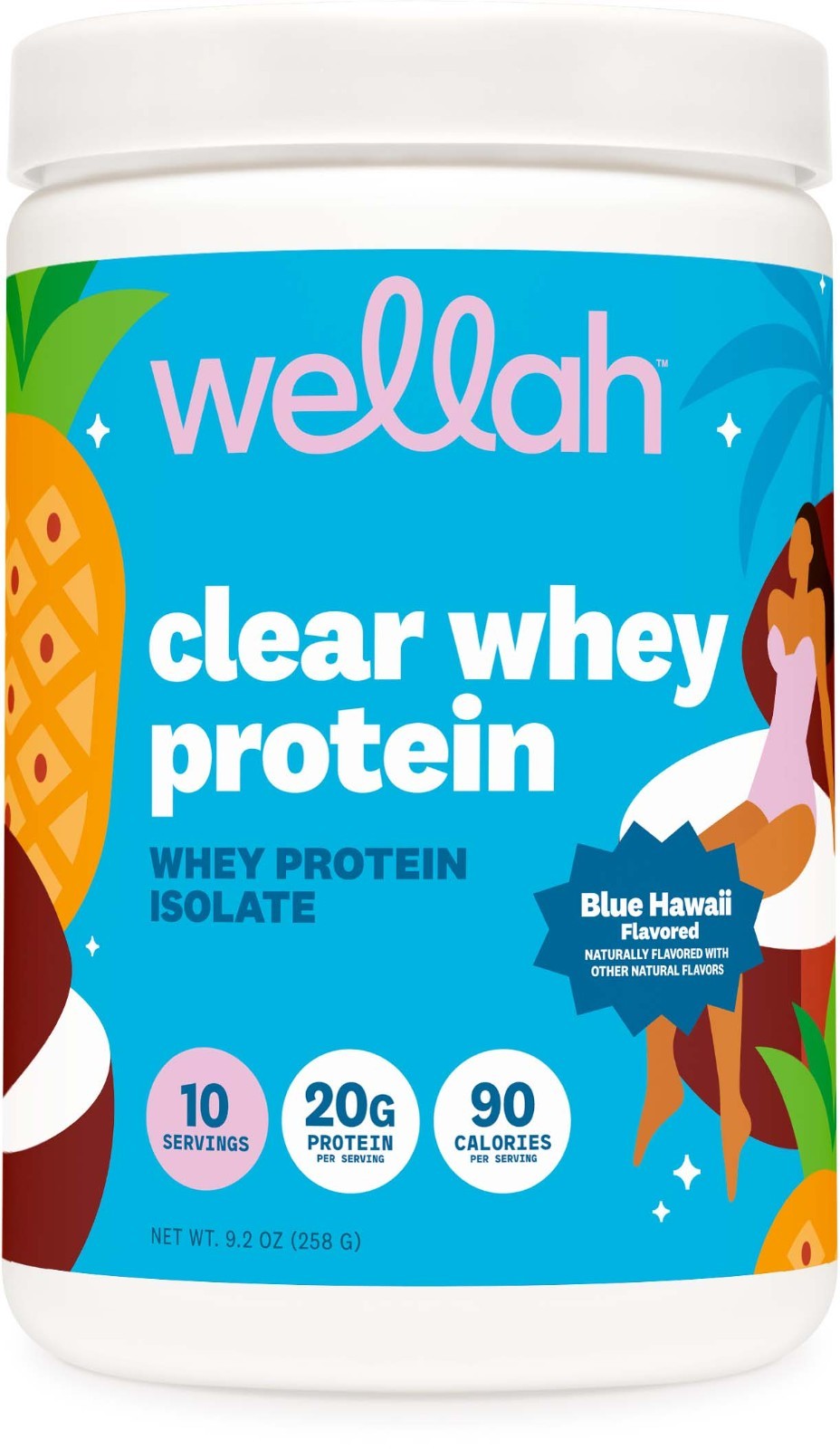 Wellah Clear Whey Protein Isolate Powder (Blue Hawaii) 10 Servings