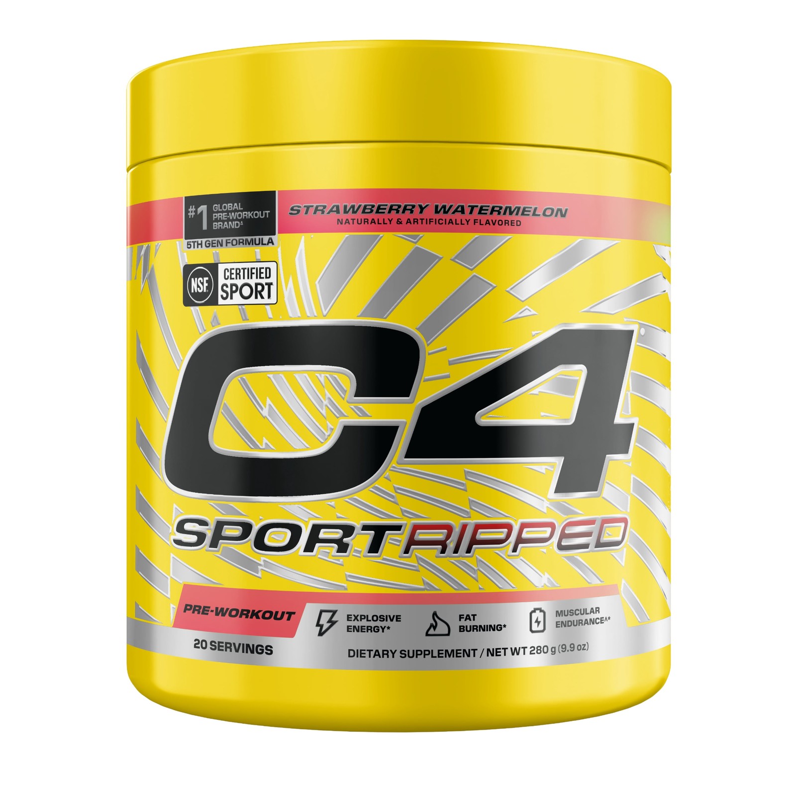 C4 Sport Ripped Pre-Workout Powder, Popsicle® Hawaiian Pineapple, 20 Servings
