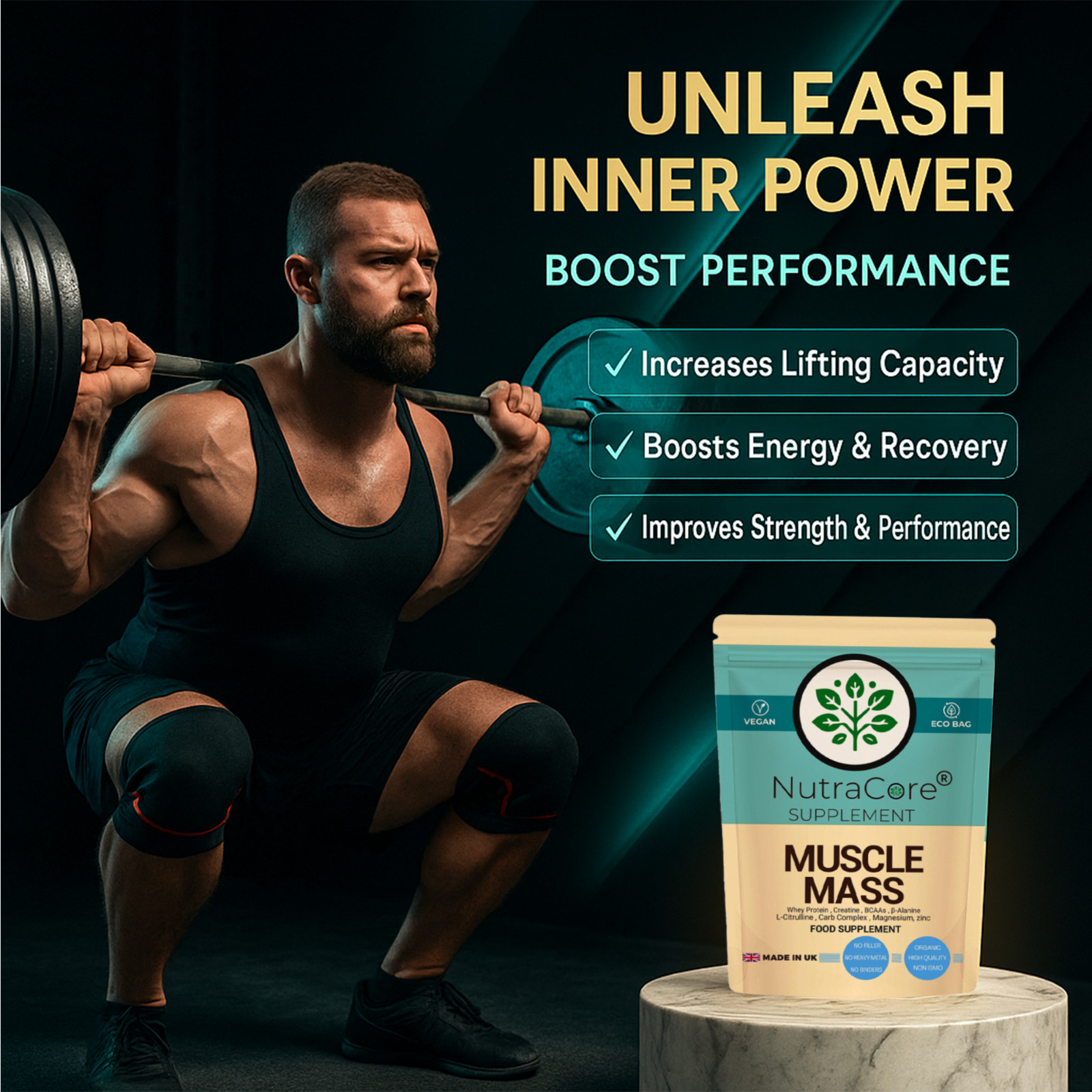 Muscle Gain Booster 770mg Capsules High Strength 100%Natural & Strong Supplement