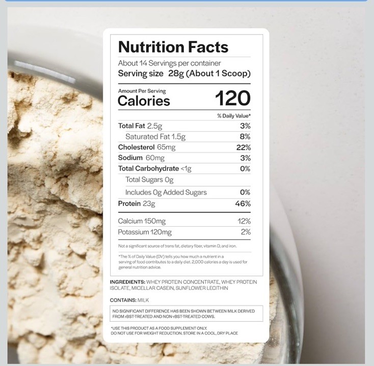 Gainful Everyday Whey Protein Powder, 23g Protein Serving, Unflavored, 1/27