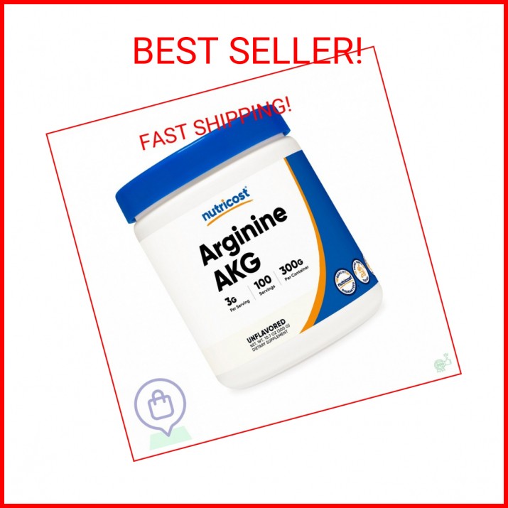 Nutricost Arginine AKG Powder 300 Grams (AAKG) – 3G Per Serving & 100 Servings –