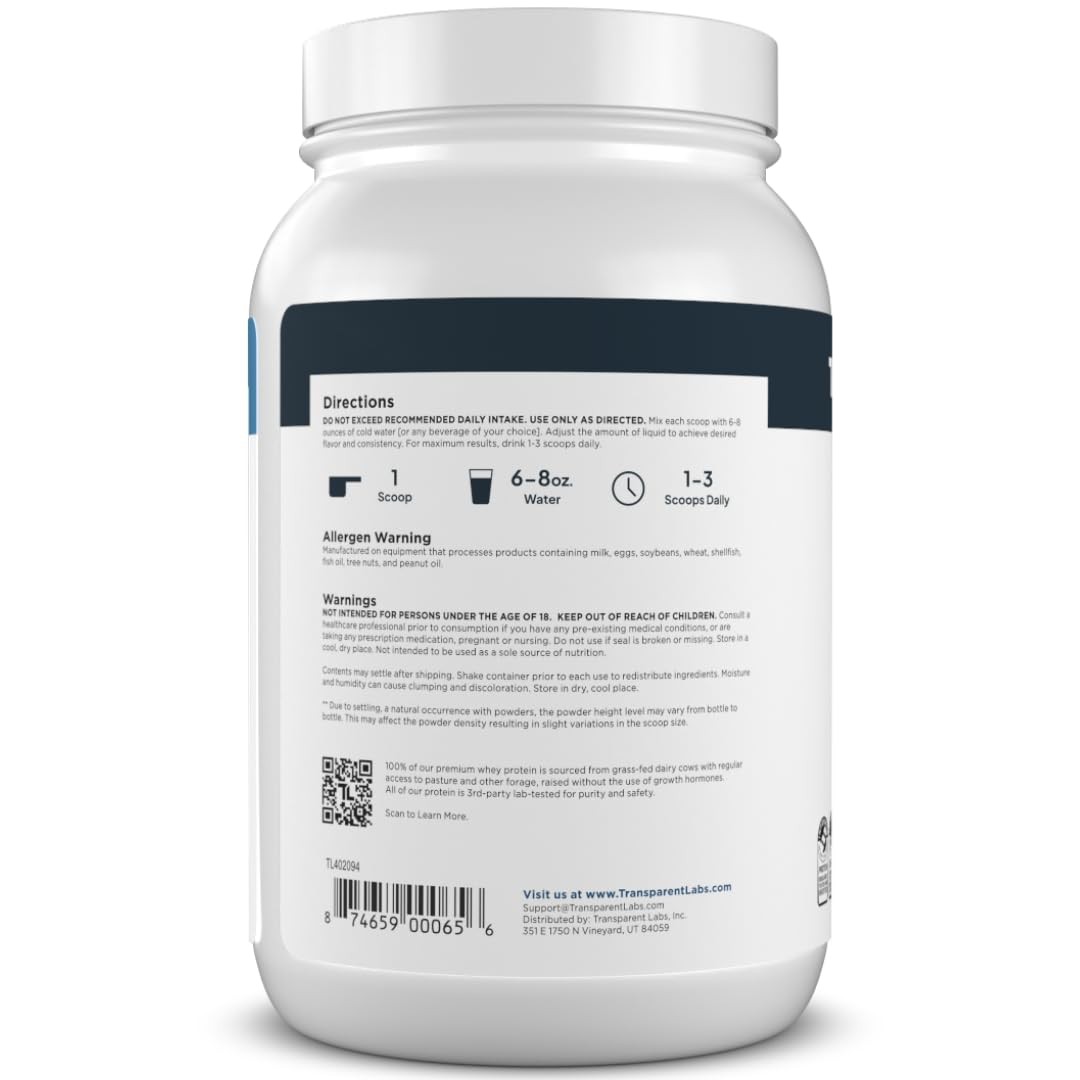 Transparent Labs Grass-Fed Whey Protein Isolate – 30 Servings (Pack of 1)