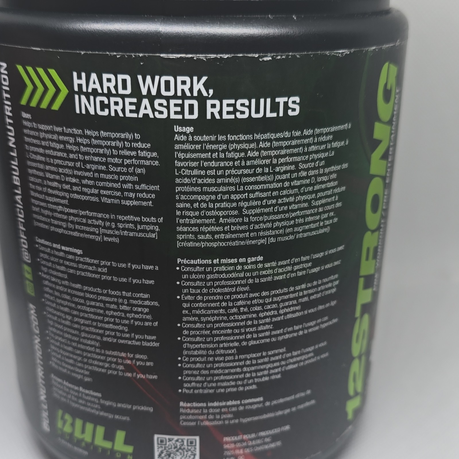 Bull Nutrition 12STRONG Pre-Workout Powder Fruit Sugar-Free 40 Servings