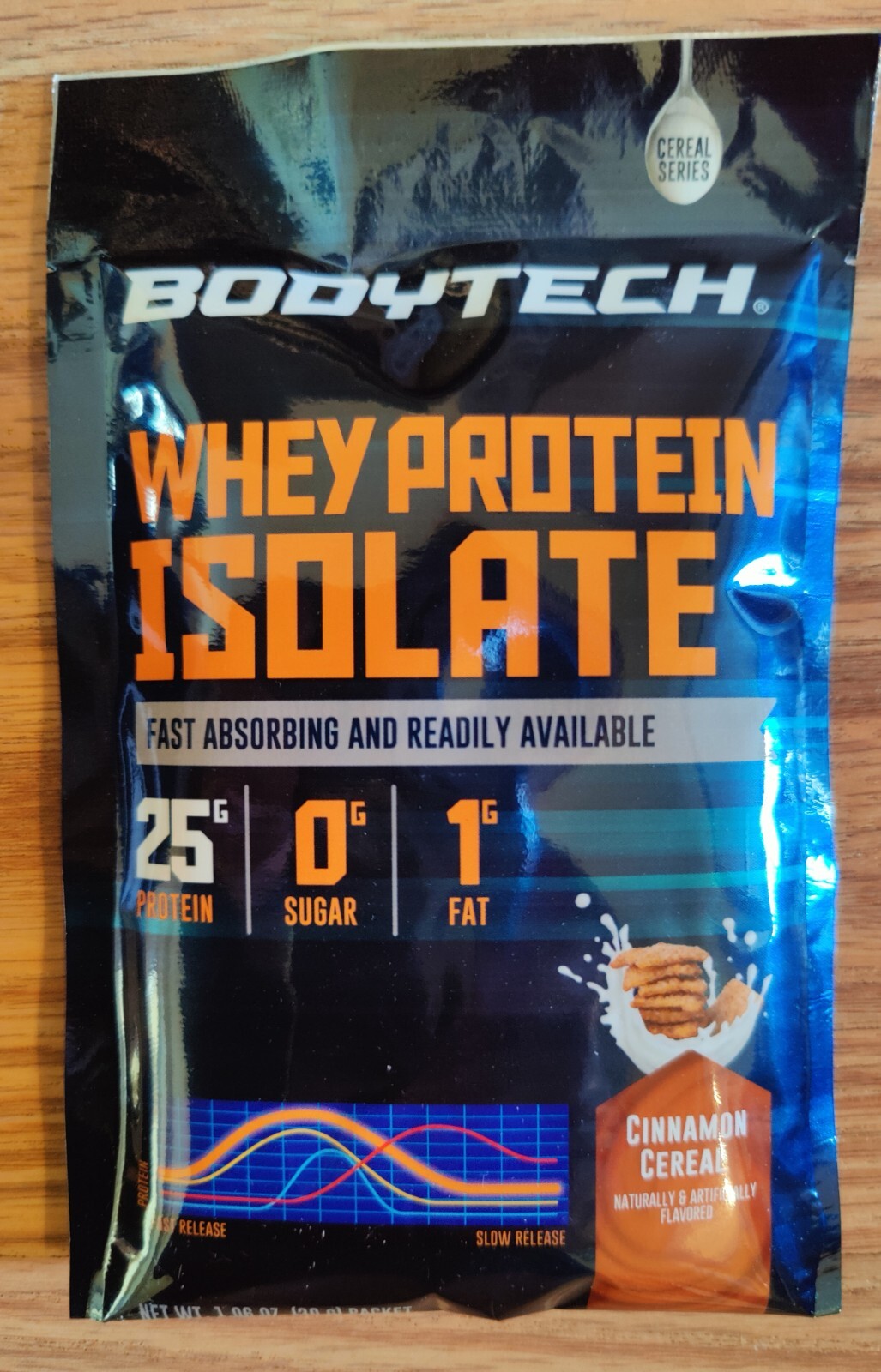 BodyTech Whey Protein Isolate Powder – Cinnamon Cereal (Twelve 1.08 oz. Packets)