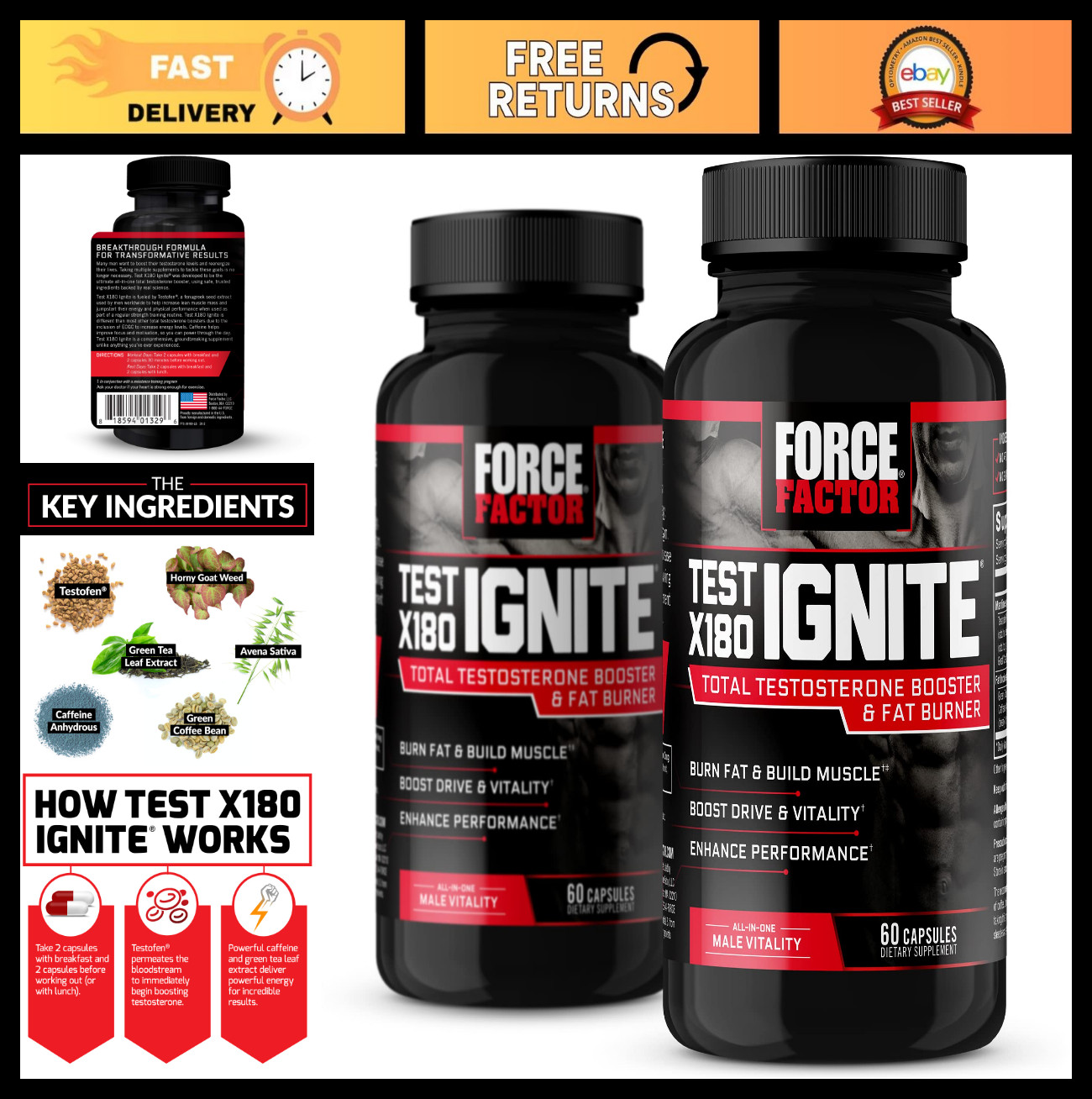 Testosterone Booster & Fat Burner for Men – Energy, Strength, Muscle Support