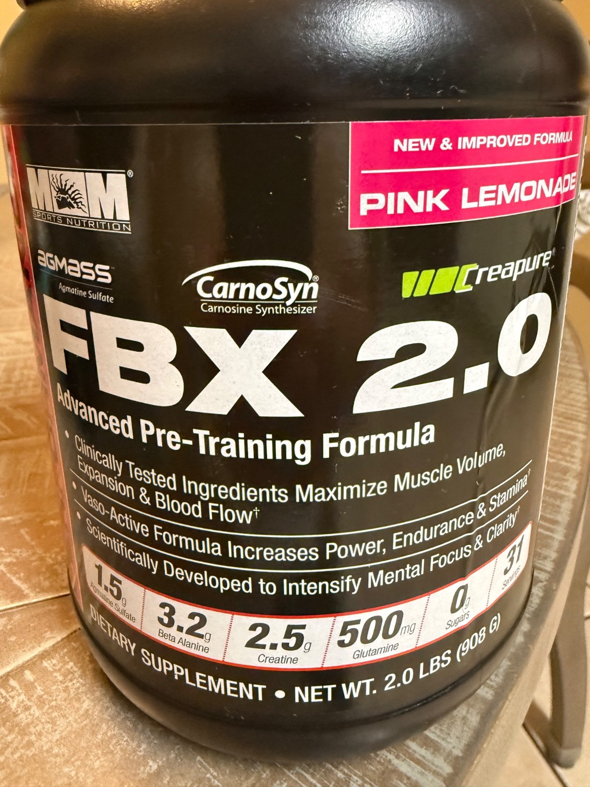 FBX 2.0 Pre-workout Pink Lemonade 2.5g Of Creatine 3.2g Beta Alanine Exp 04/27