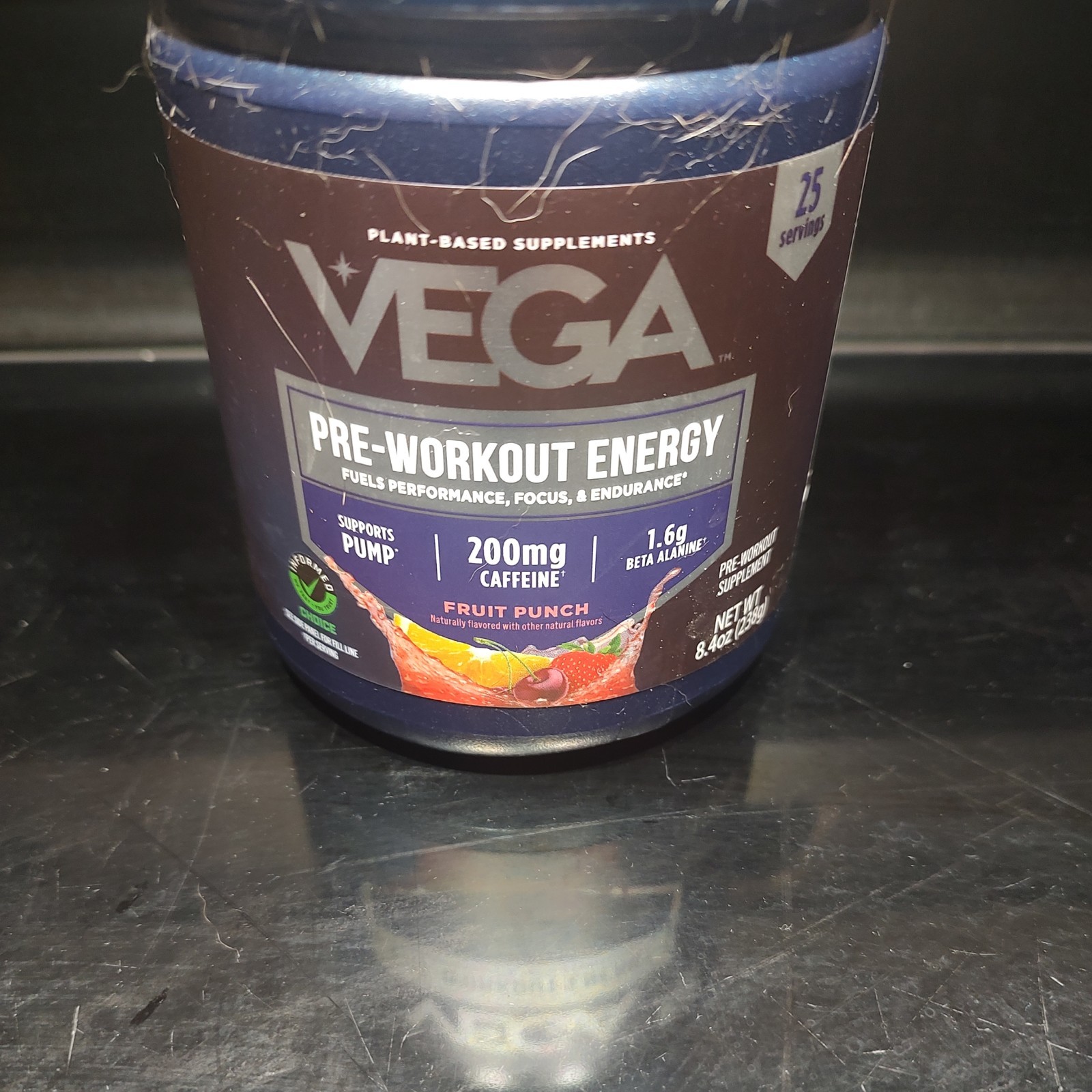 Vega Pre-Workout Energy Fruit Punch 8.4 oz Powder