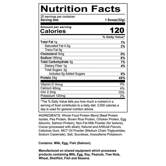 REDCON1 MRE Lite Whole Food Protein Powder Chocolate 20 Servings Whey Free