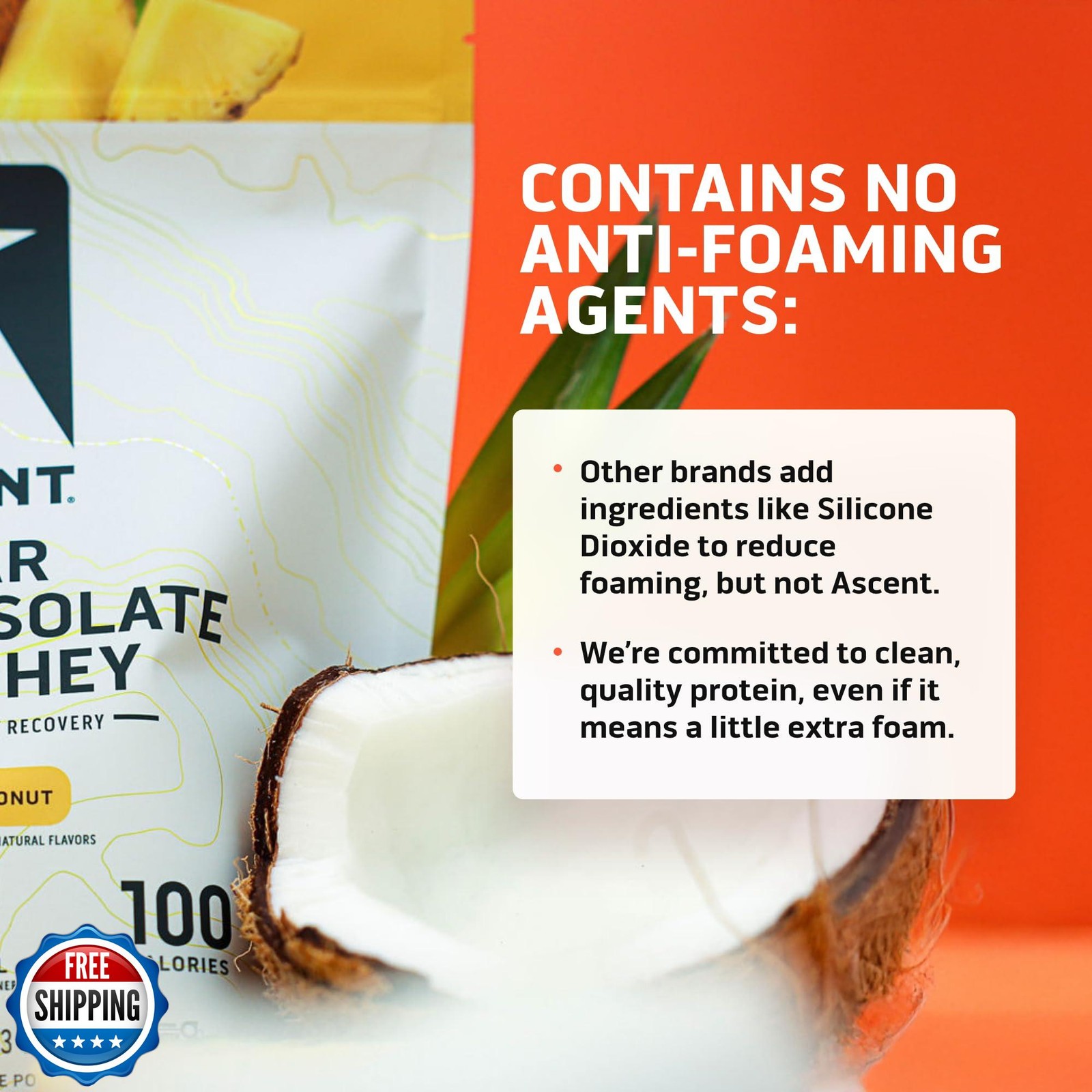 Ascent 100% Clear Whey Protein Powder – Post Workout Whey Protein Isolate, Ze