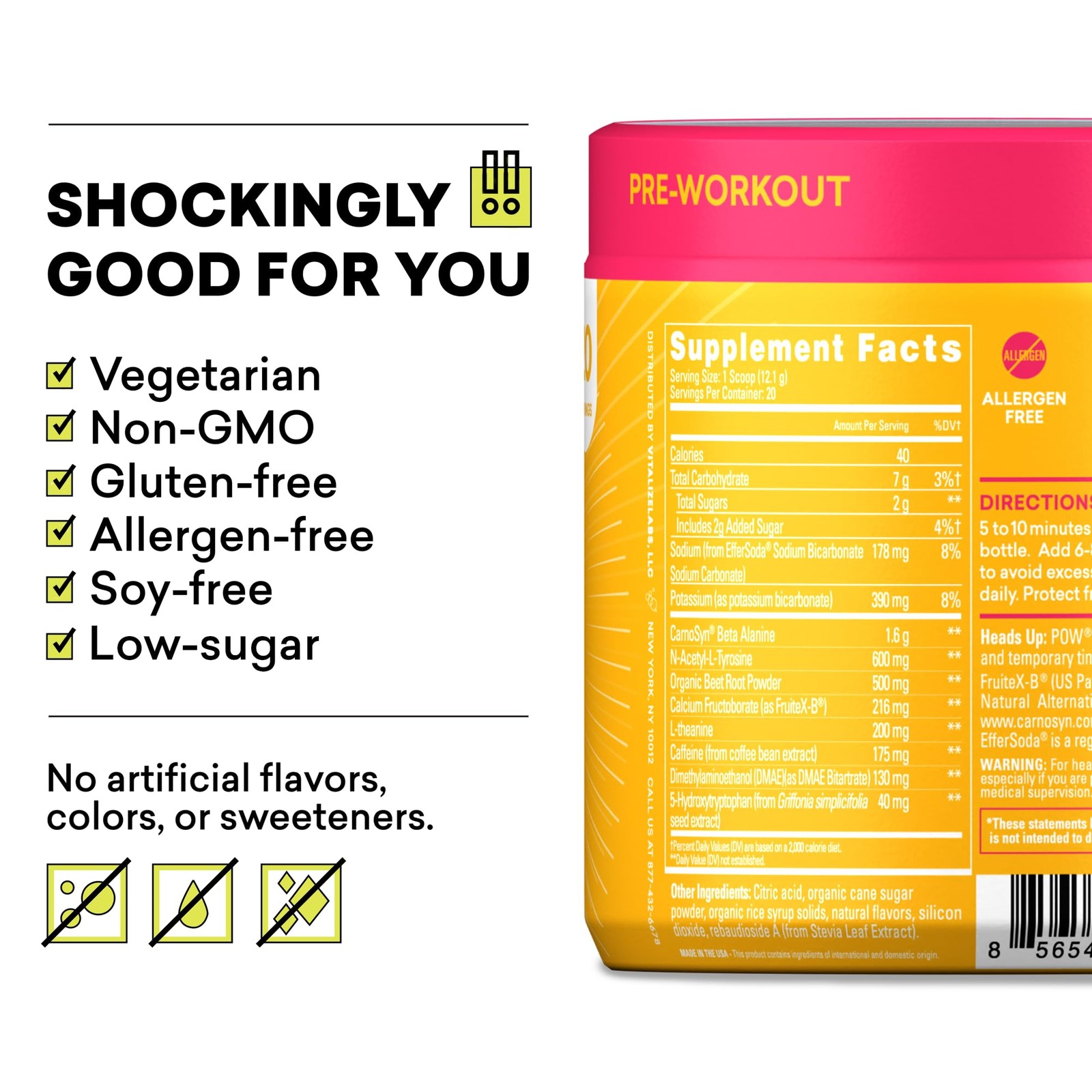 EBOOST POW Pre-Workout Powder Tropical Punch 20 Servings