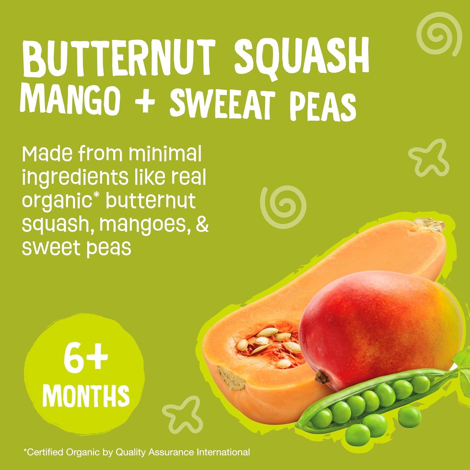 Earth’s Best Organic Butternut Squash, Mango and Sweet Peas Puree Pouch 3.5 oz (