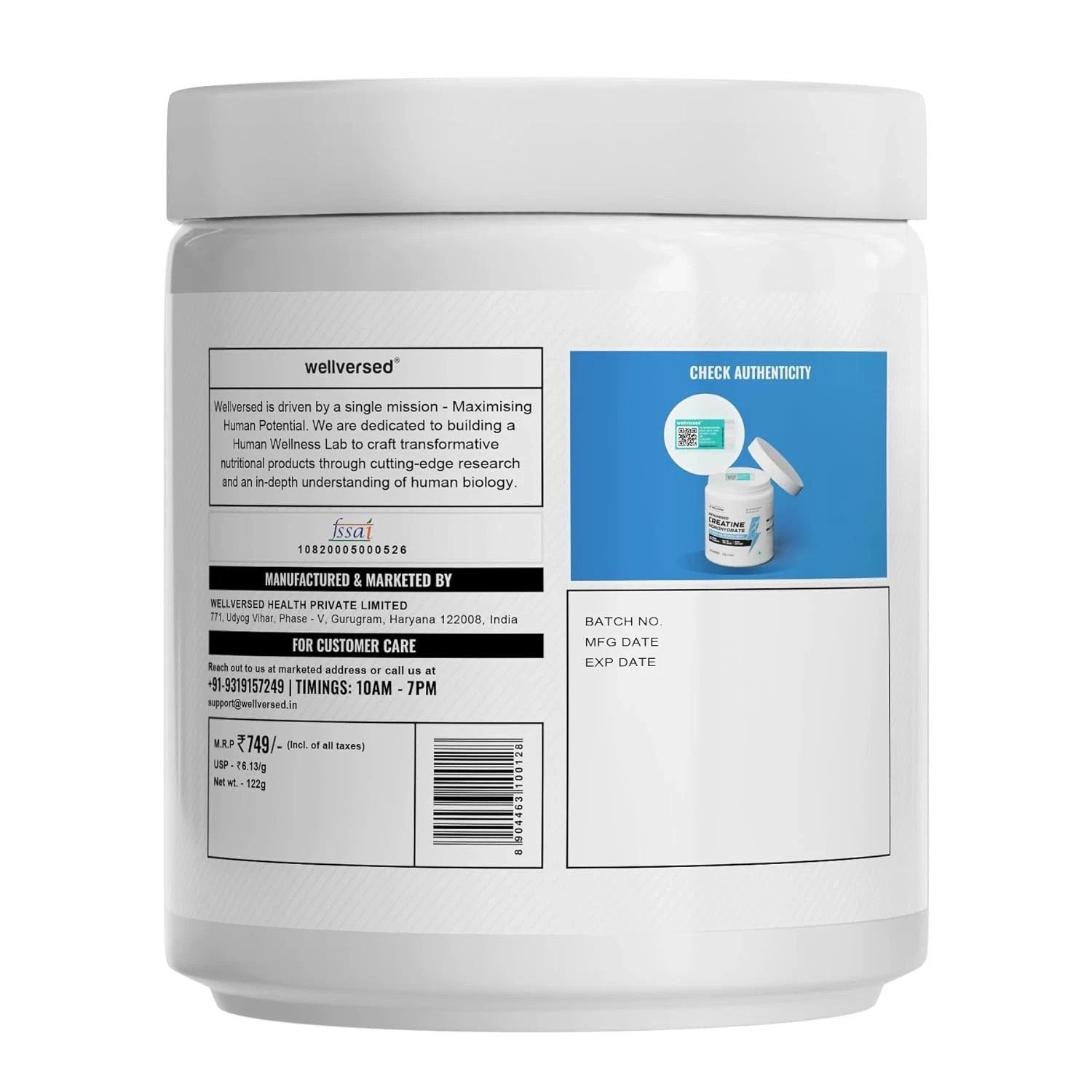 Wellcore Micronised Creatine Monohydrate Powder Tropical Tango Flavour 122g
