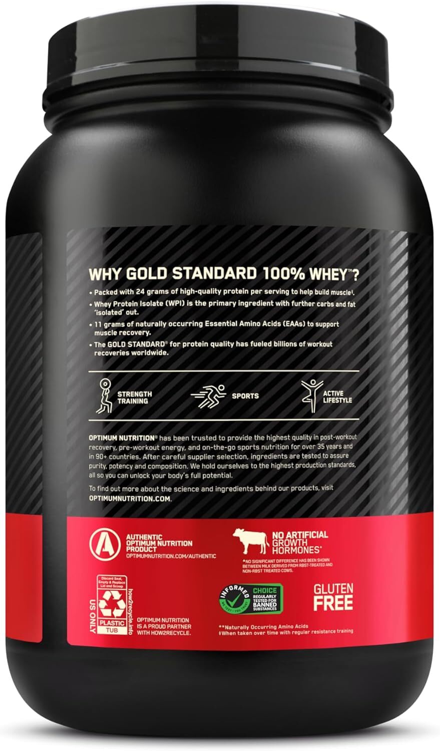 Optimum Nutrition Gold Standard 100% Whey Protein Powder – Vanilla Ice Cream…