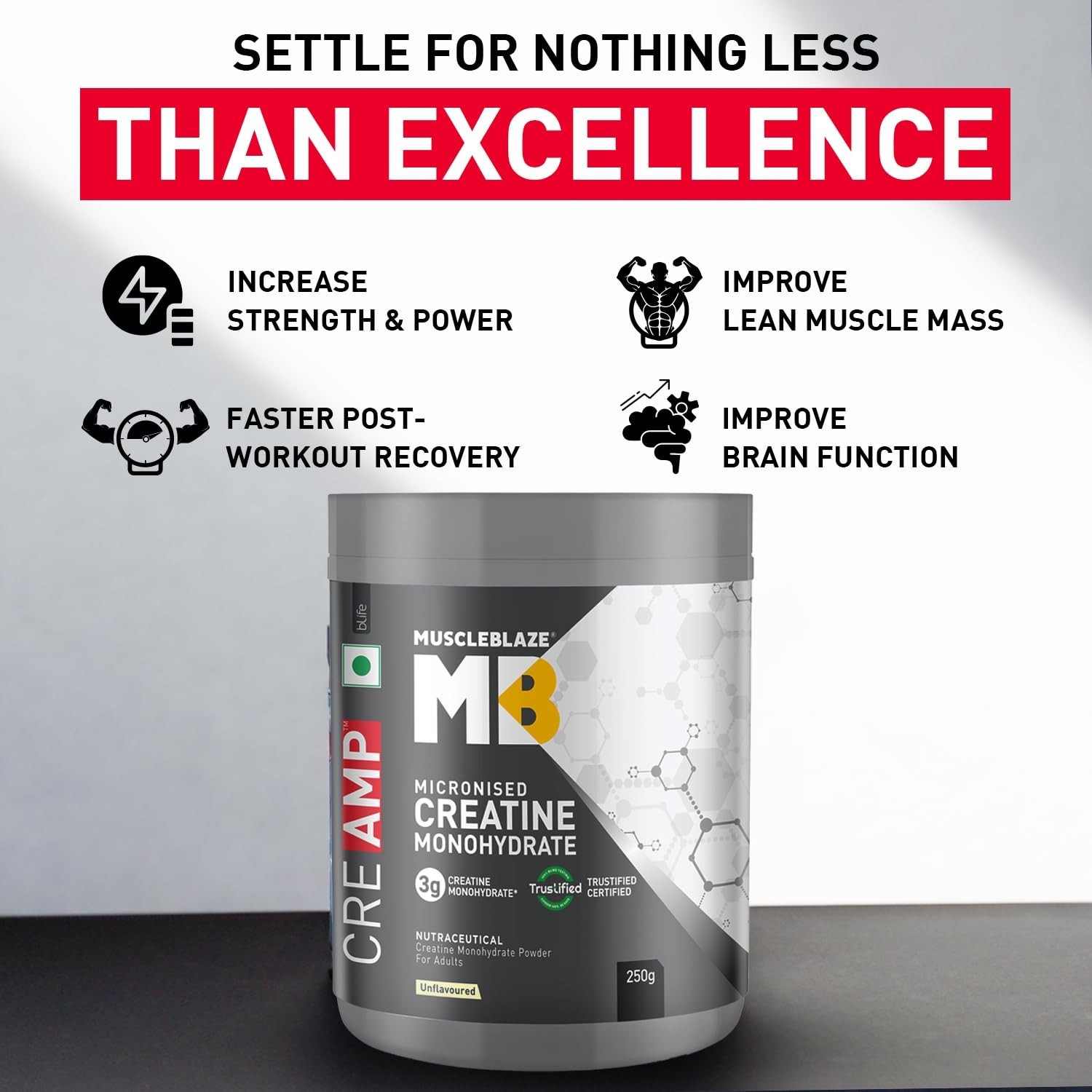 MB Creatine Monohydrate Improve Muscle Building 250 GM ( Unflavoured )