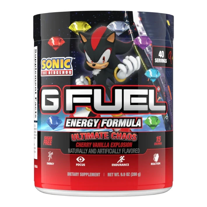 G Fuel Sonic the Hedgehog Shadow Ultimate Chaos Collector’s Box Tub Shaker Cup