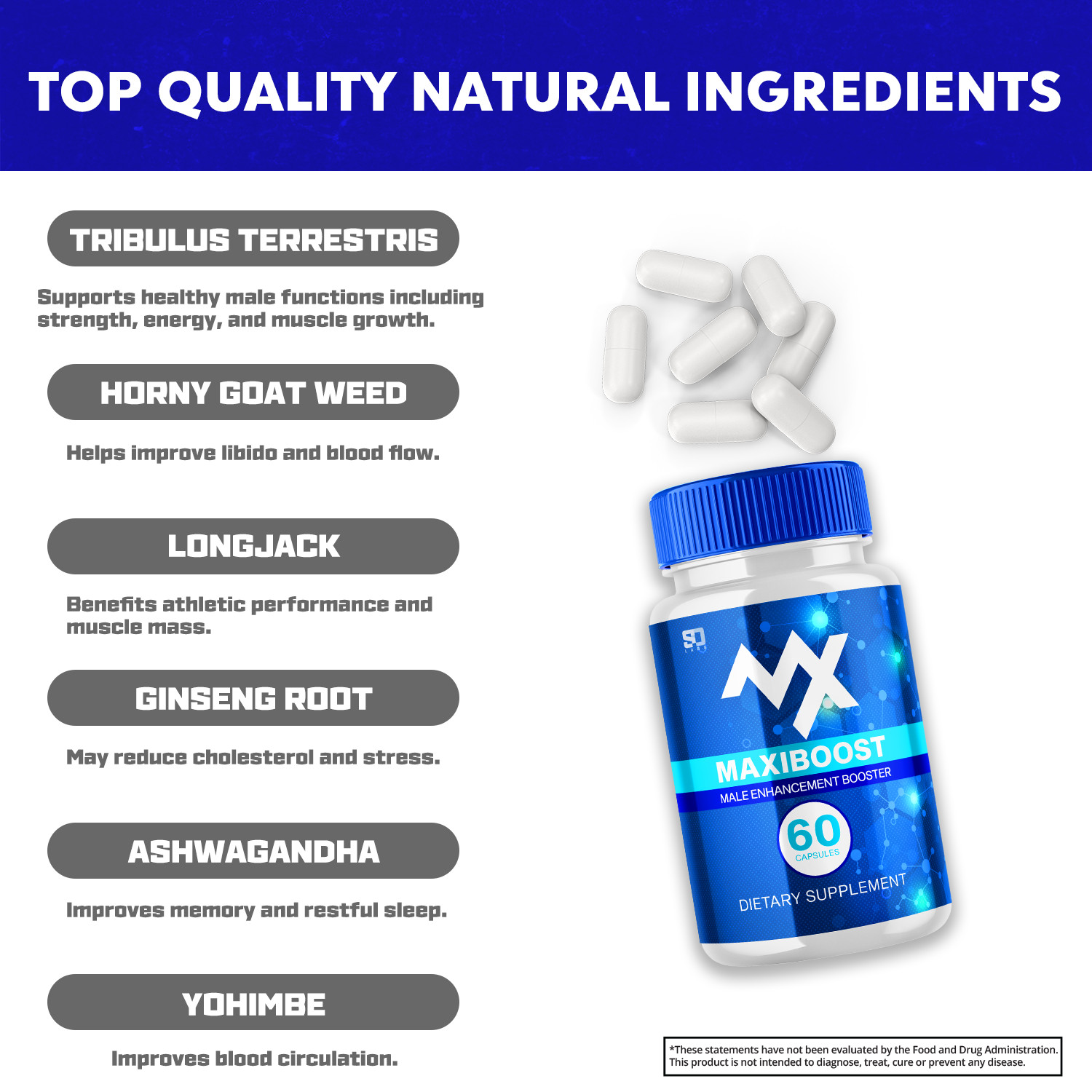 Maxiboost for Male, Maxi Boost Advanced Formula Men Support Pills (60 Capsules)
