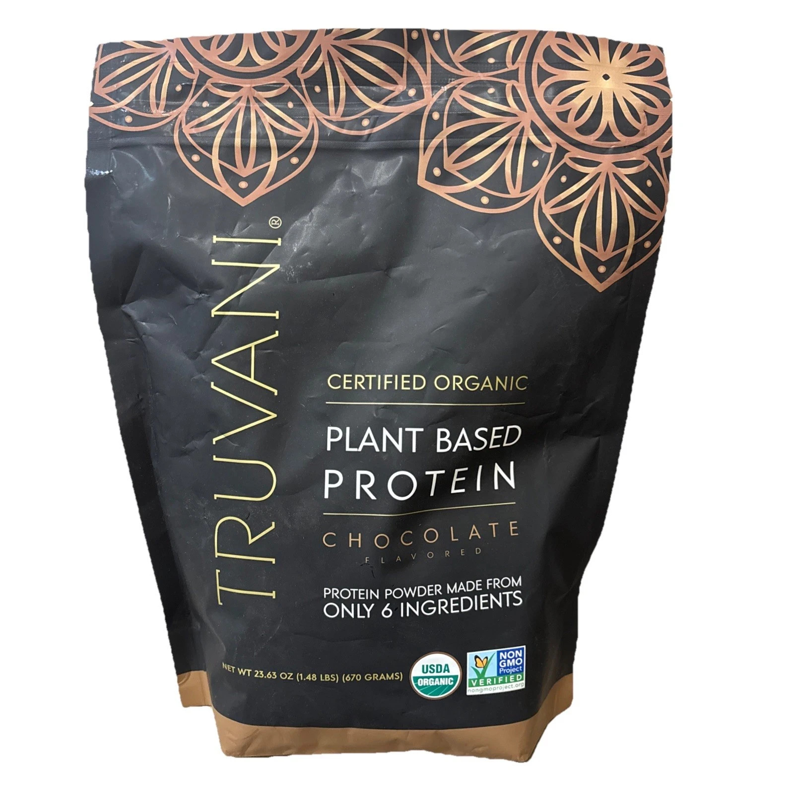 Truvani Vegan Pea Protein Powder Chocolate 1.5lb Organic Plant Based BB 03/2027