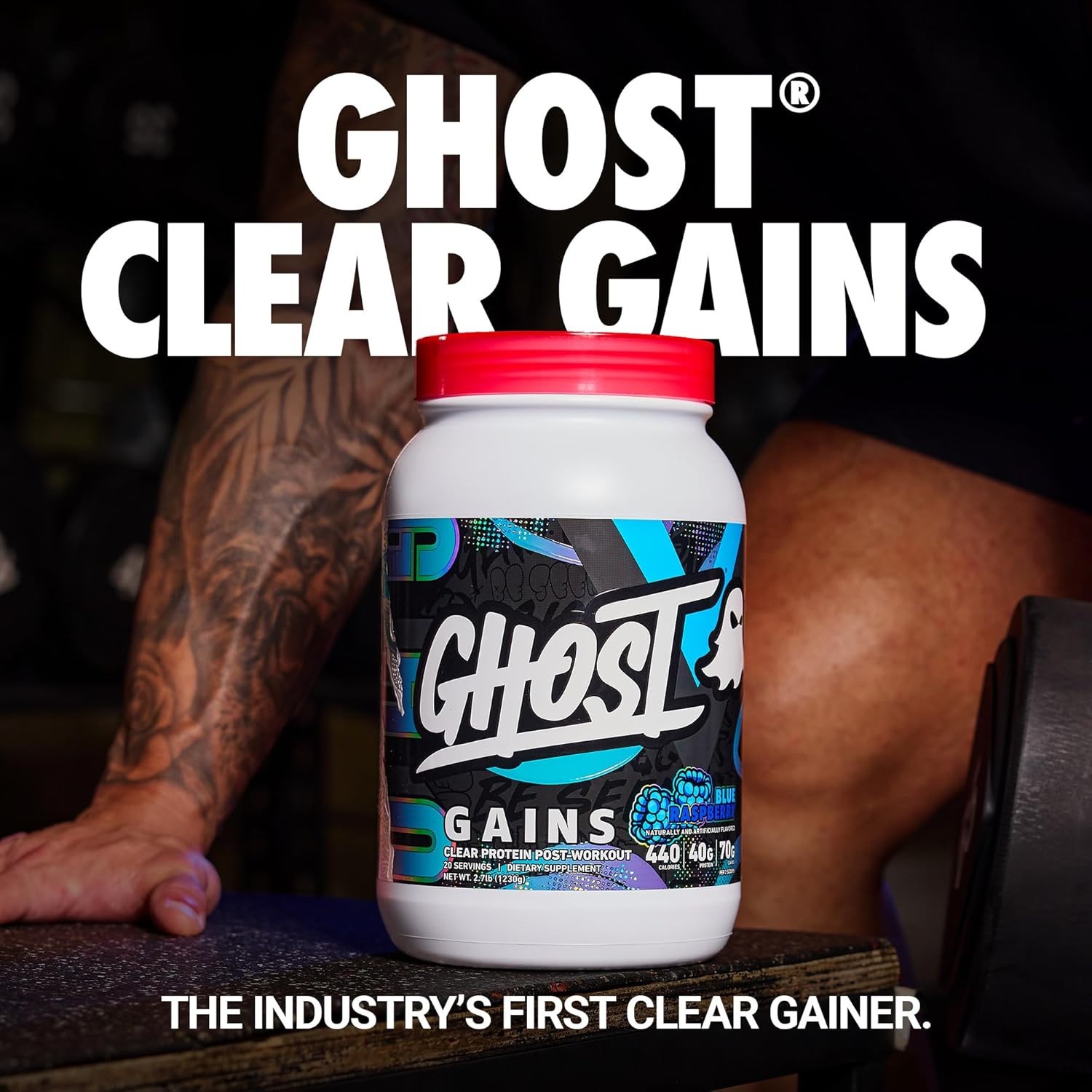 Ghost Clear Gains Mass Gainer Protein Powder 20 Servings Blue Raspberry