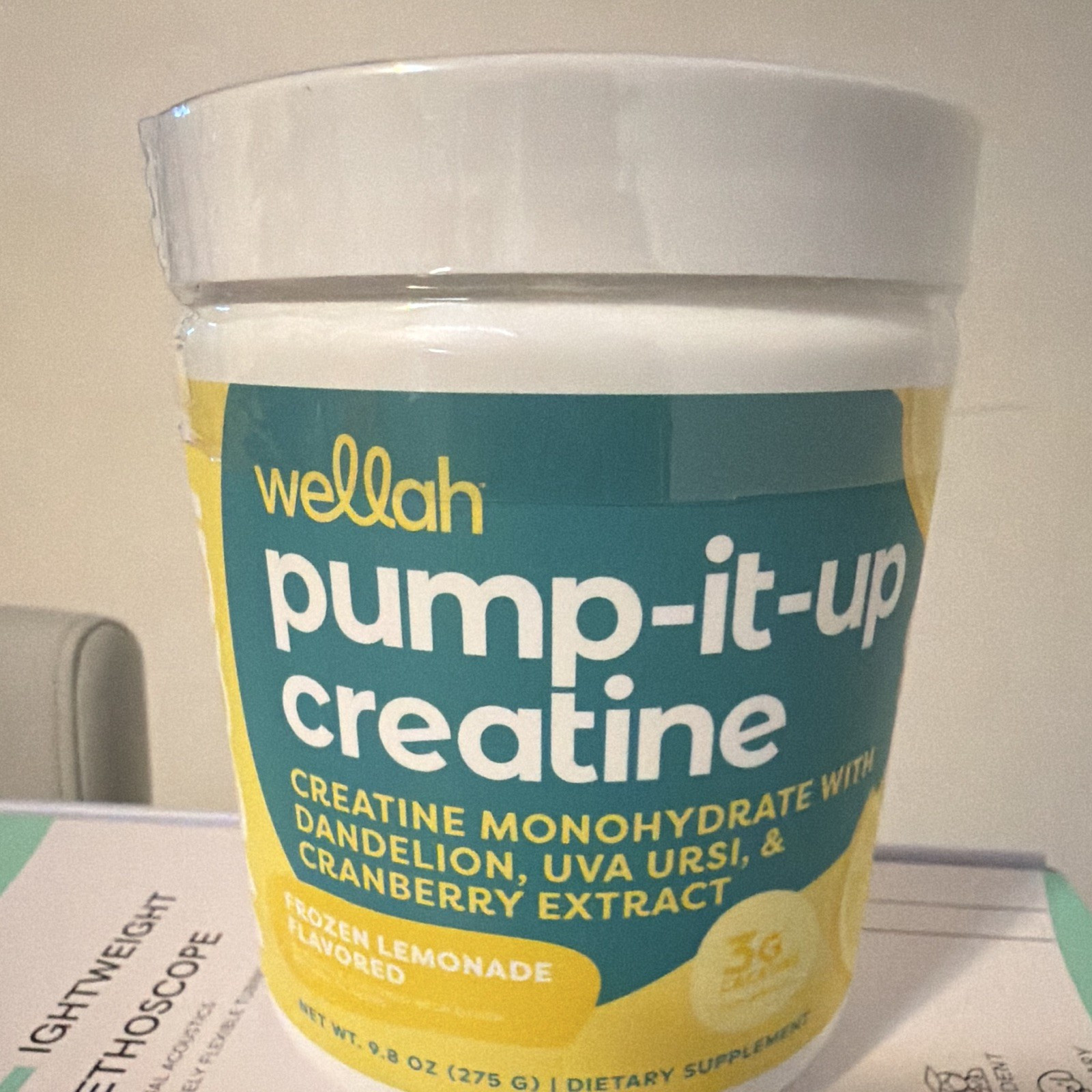 wellah Pump-It-Up Creatine Monohydrate Powder Frozen Lemonade 9.8 oz