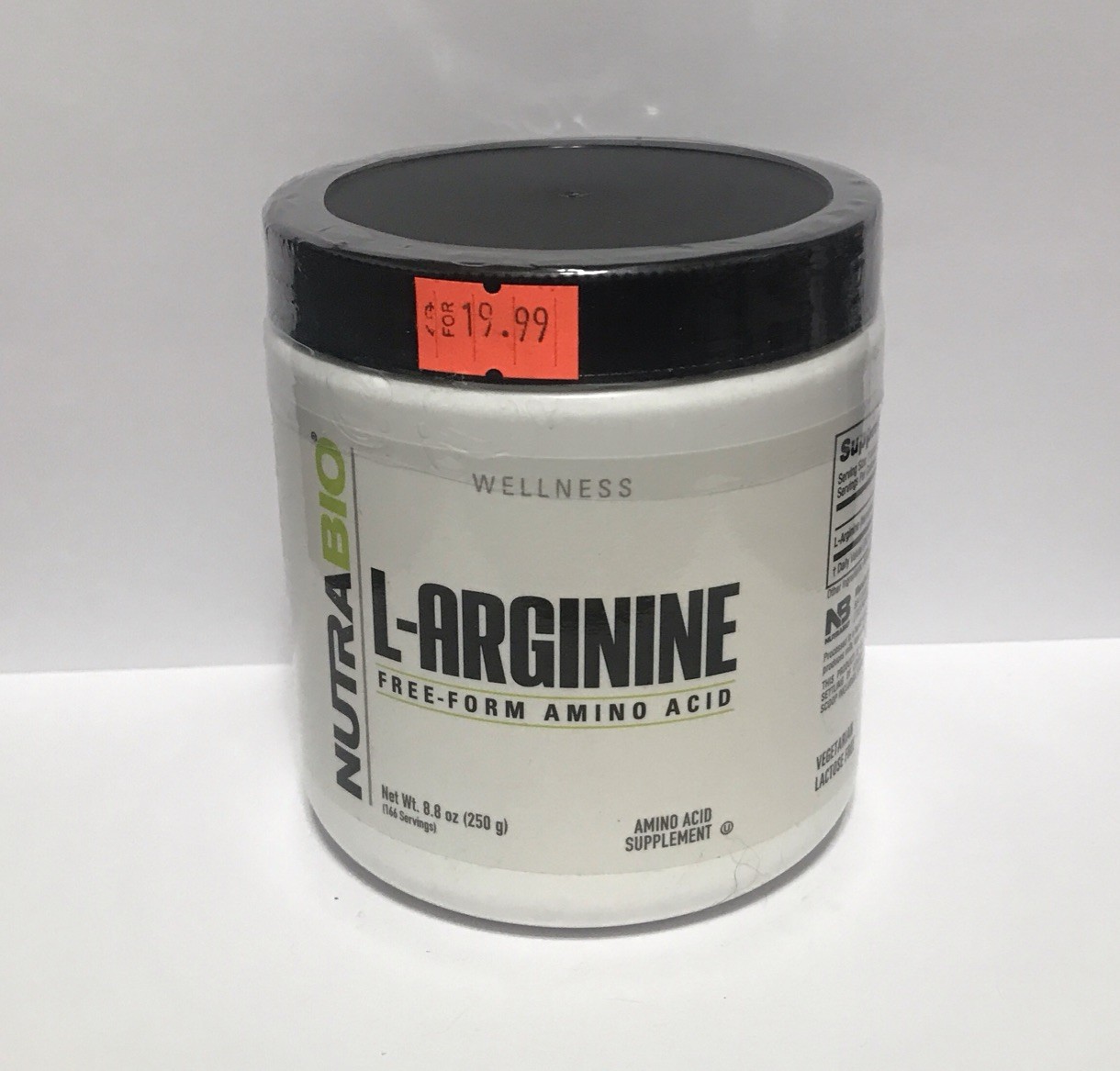 L-Arginine – Free-Form Amino Acid – 8.8 oz (NutraBio)