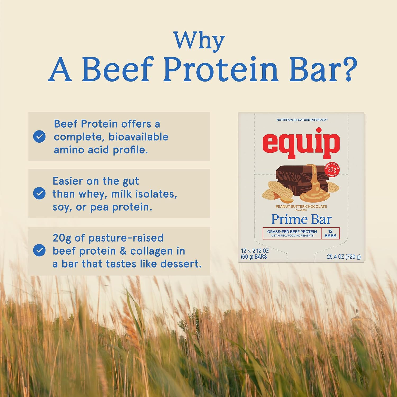 Foods High Protein Prime Bars – Grass Fed Beef Protein, Collagen & Tallow – Gut