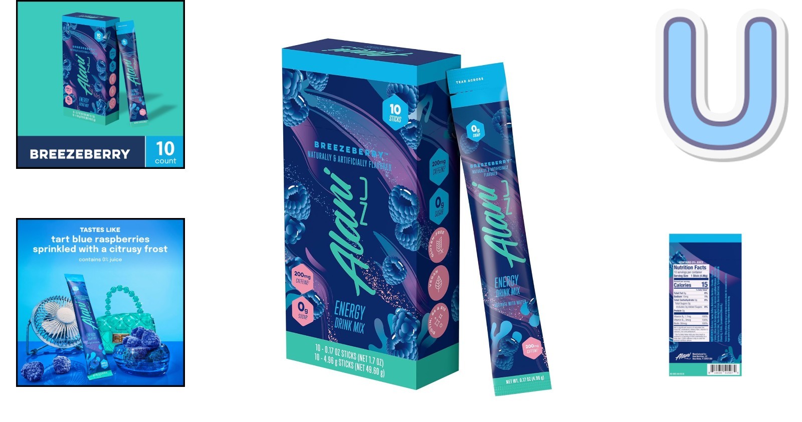 200mg Caffeine BREEZEBERRY Energy Drink Mix – , Antioxidants, 10 Sticks